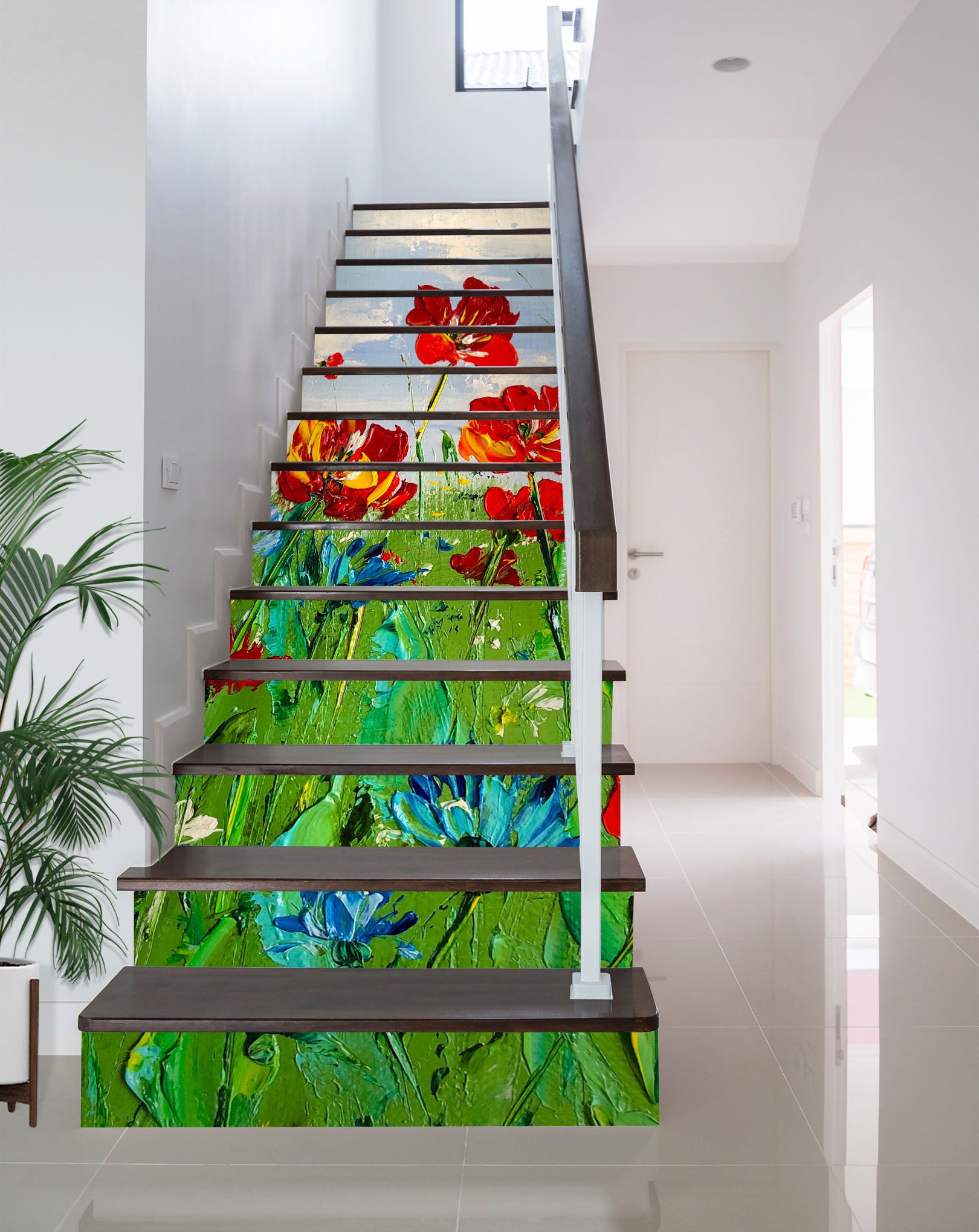 3D Red Blue Flower 2027 Skromova Marina Stair Risers