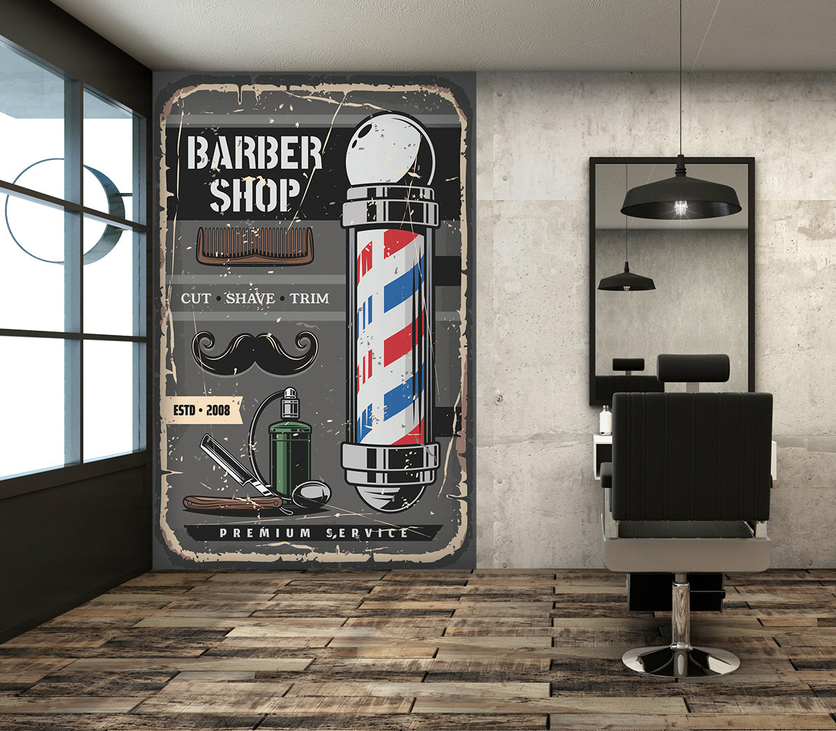 3D Color Bar Beard 115217 Barber Shop Wall Murals
