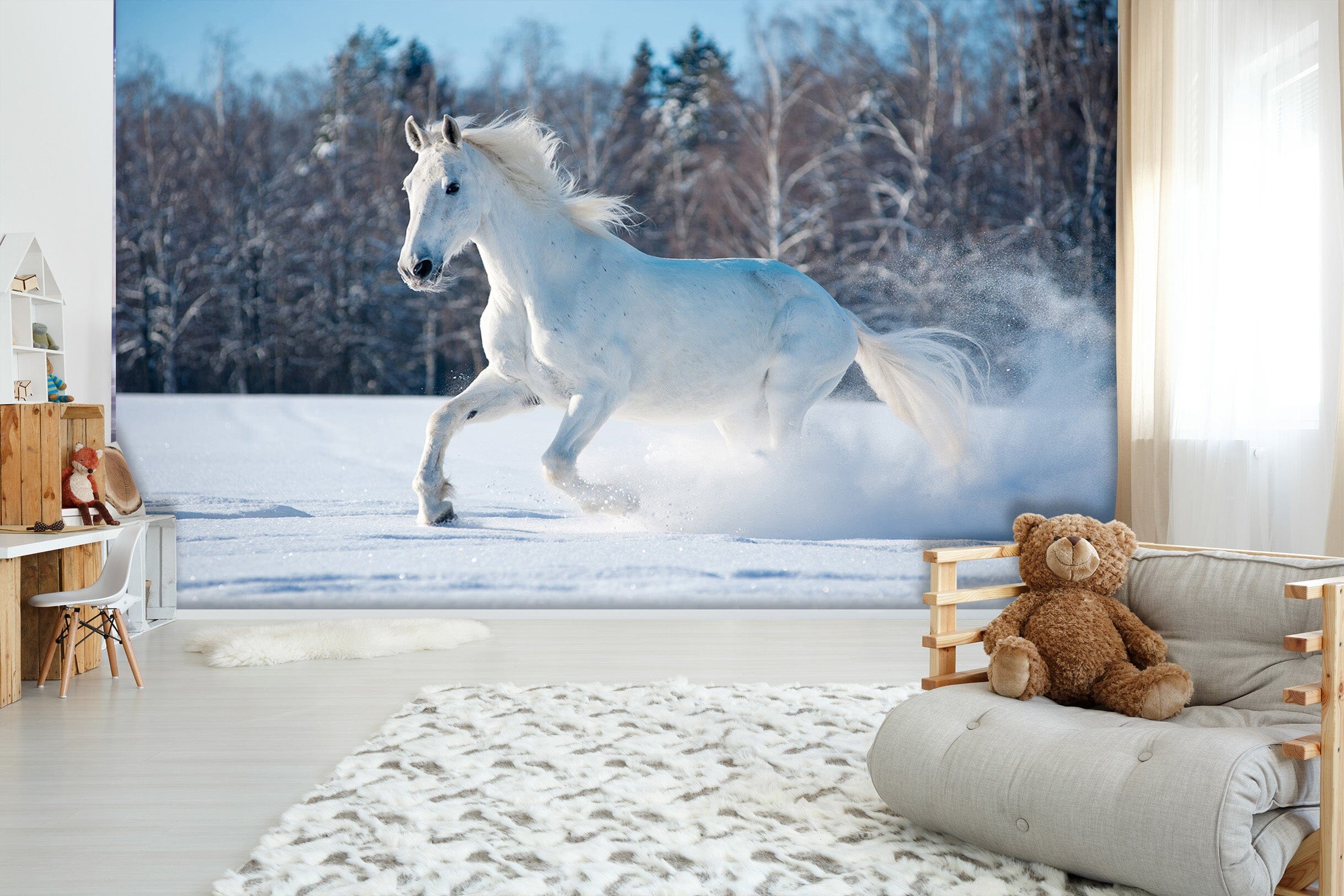 3D Snow White Horse 282 Wall Murals Wallpaper AJ Wallpaper 2