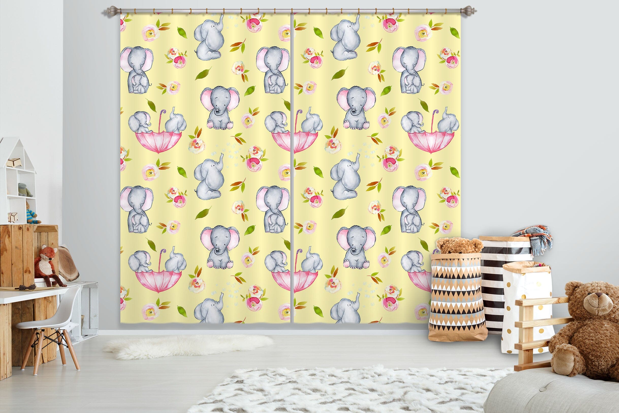 3D Graffiti Elephant 137 Uta Naumann Curtain Curtains Drapes Curtains AJ Creativity Home