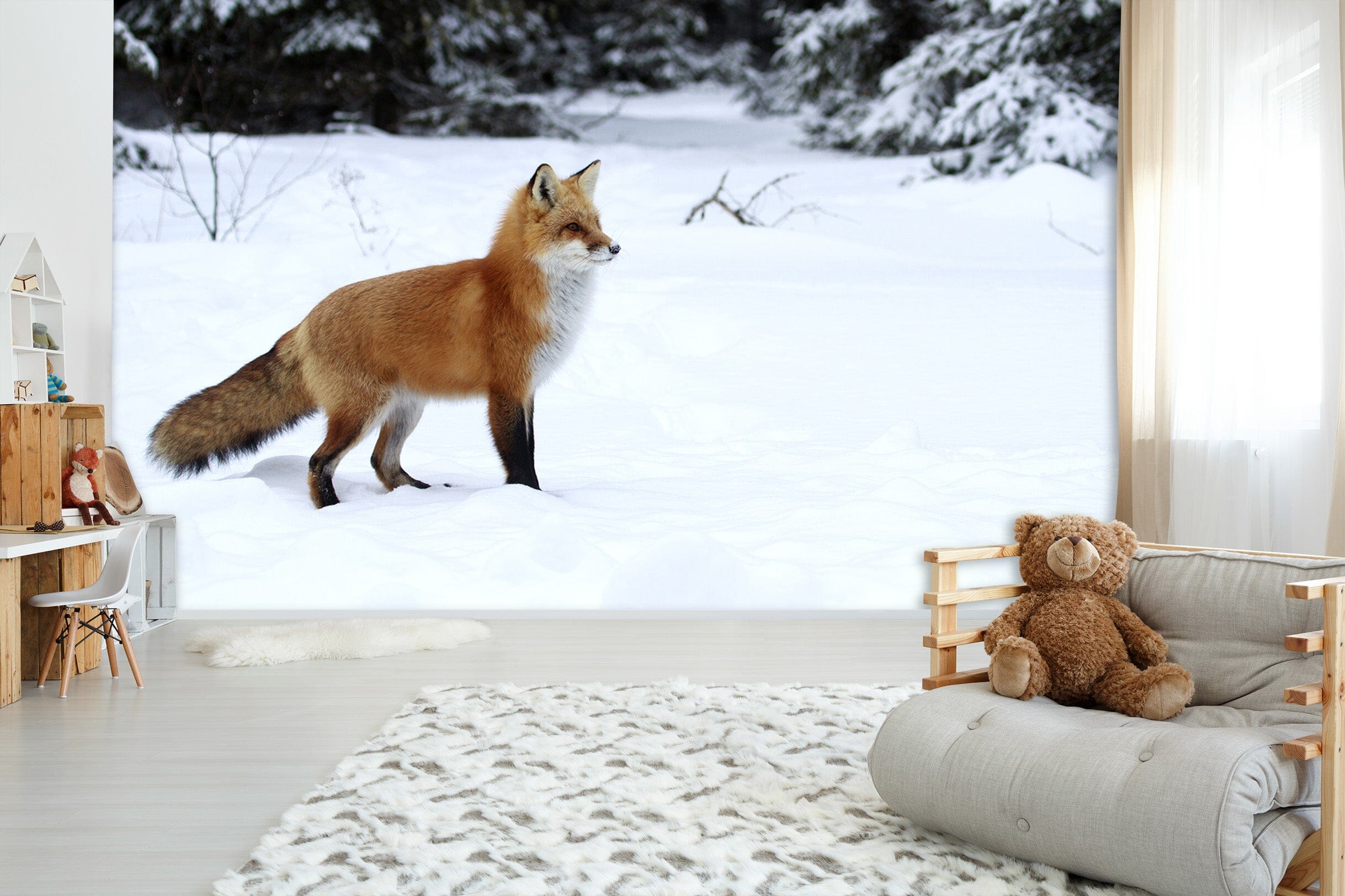 3D Winter Snow Fox 103 Wall Murals Wallpaper AJ Wallpaper 2