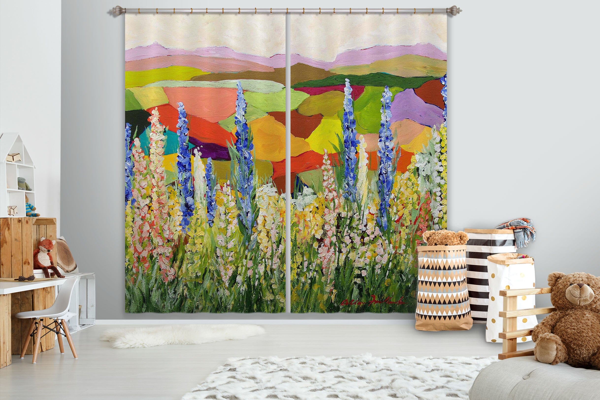3D Purple Wild Flower 243 Allan P. Friedlander Curtain Curtains Drapes Curtains AJ Creativity Home