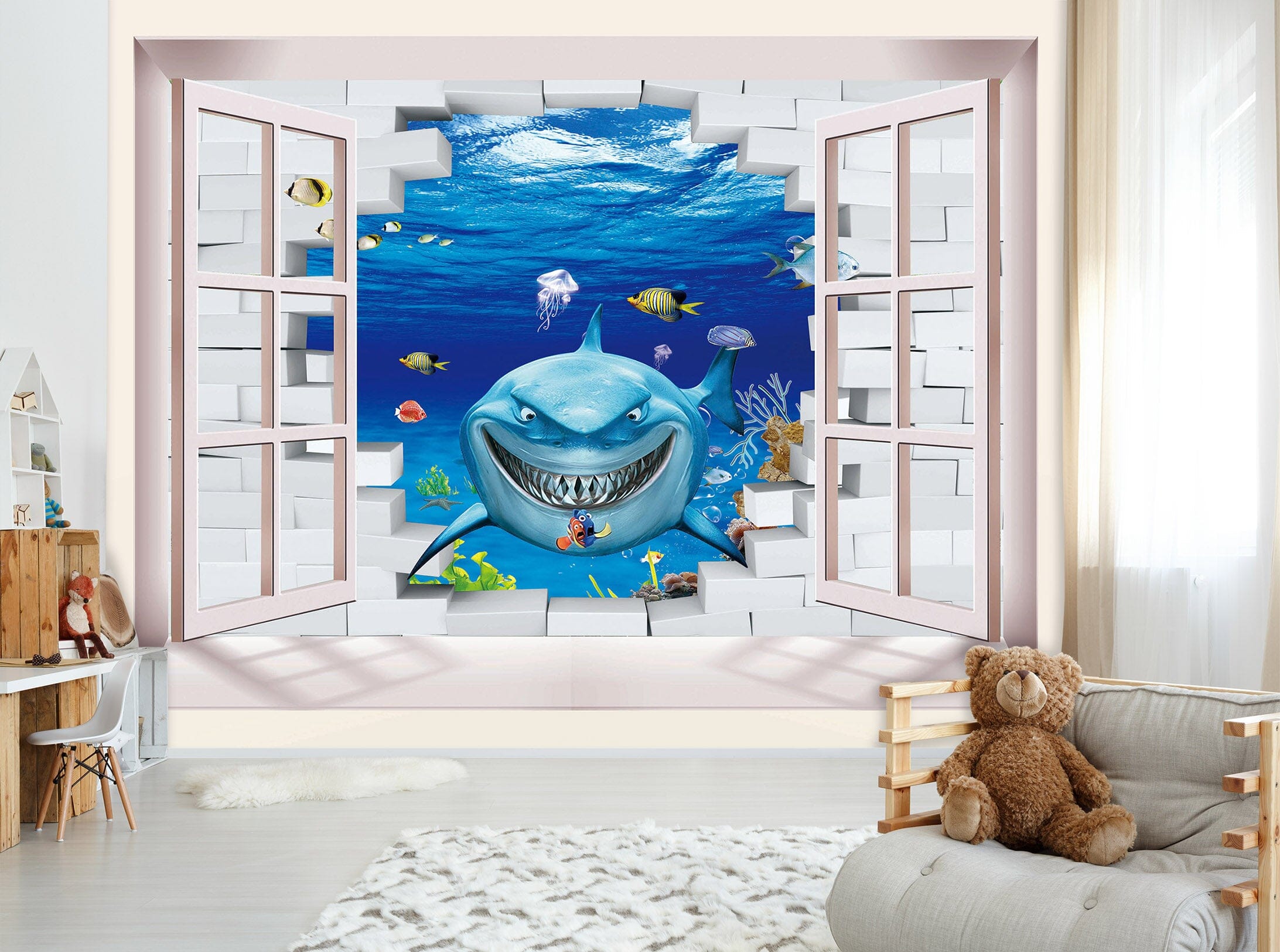 3D Evil Shark 1716 Wall Murals Wallpaper AJ Wallpaper 2