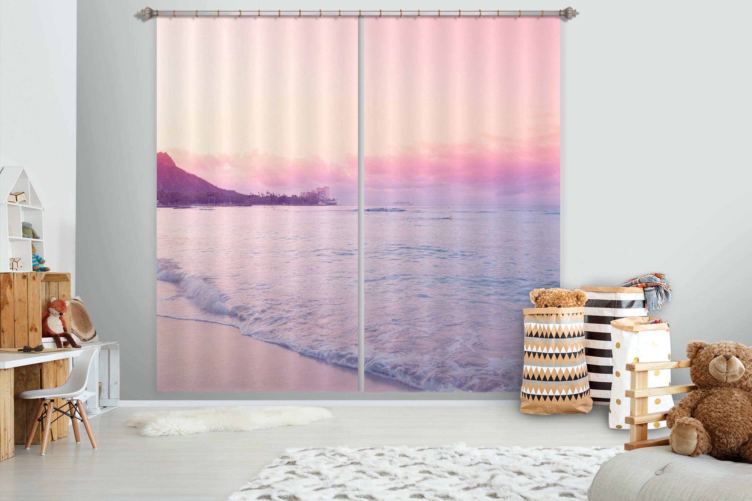 3D Pink Sky 058 Noirblanc777 Curtain Curtains Drapes Curtains AJ Creativity Home