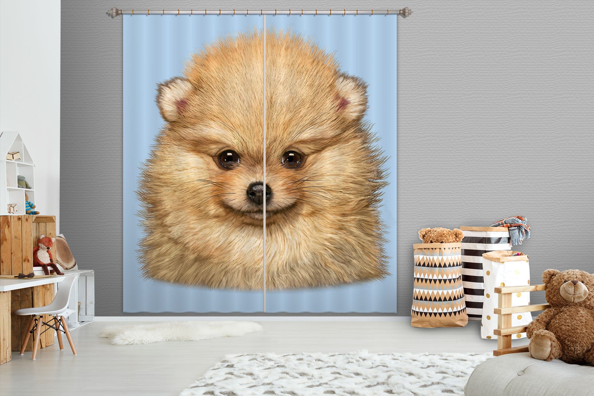 3D Cute Dog 062 Vincent Hie Curtain Curtains Drapes Curtains AJ Creativity Home