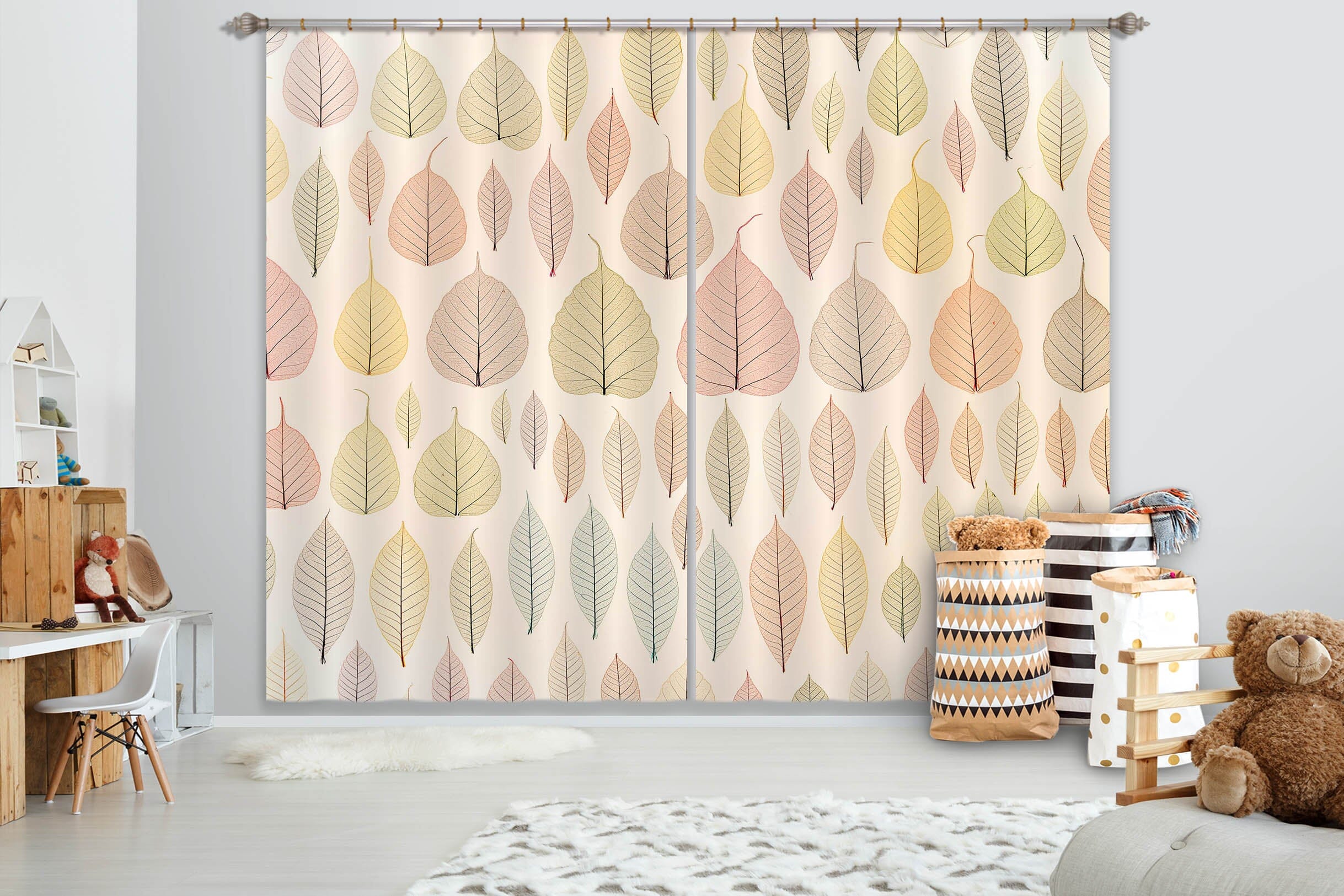 3D Colored Leaves 234 Assaf Frank Curtain Curtains Drapes Curtains AJ Creativity Home