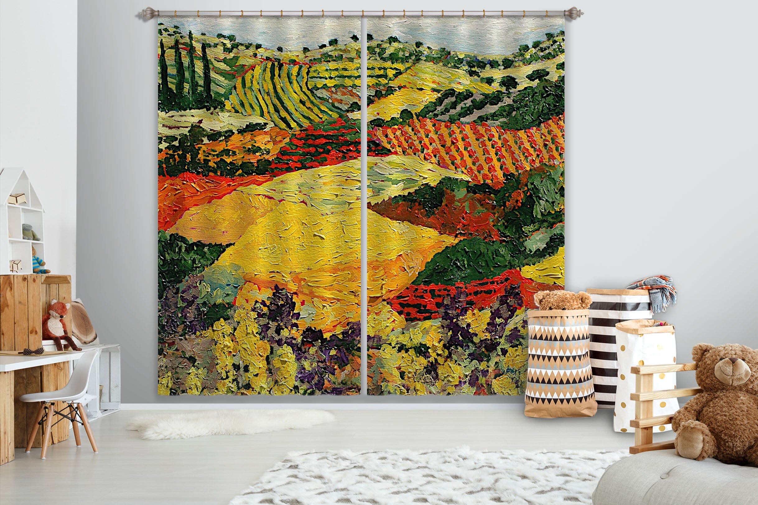 3D Colored Field 127 Allan P. Friedlander Curtain Curtains Drapes Curtains AJ Creativity Home