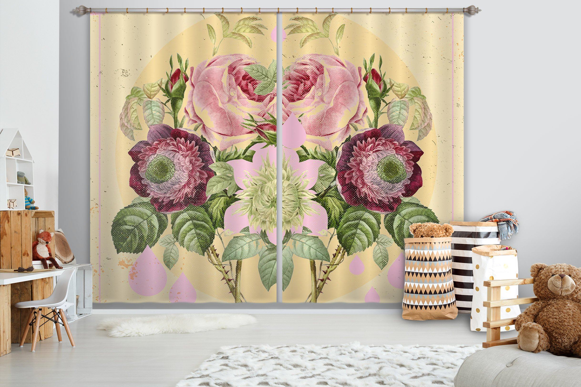3D Bouquet 051 Showdeer Curtain Curtains Drapes Curtains AJ Creativity Home