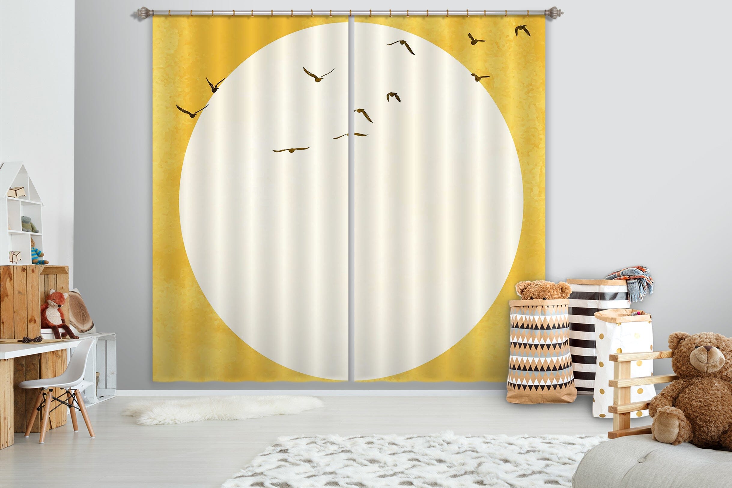 3D Flying Bird 064 Boris Draschoff Curtain Curtains Drapes Curtains AJ Creativity Home