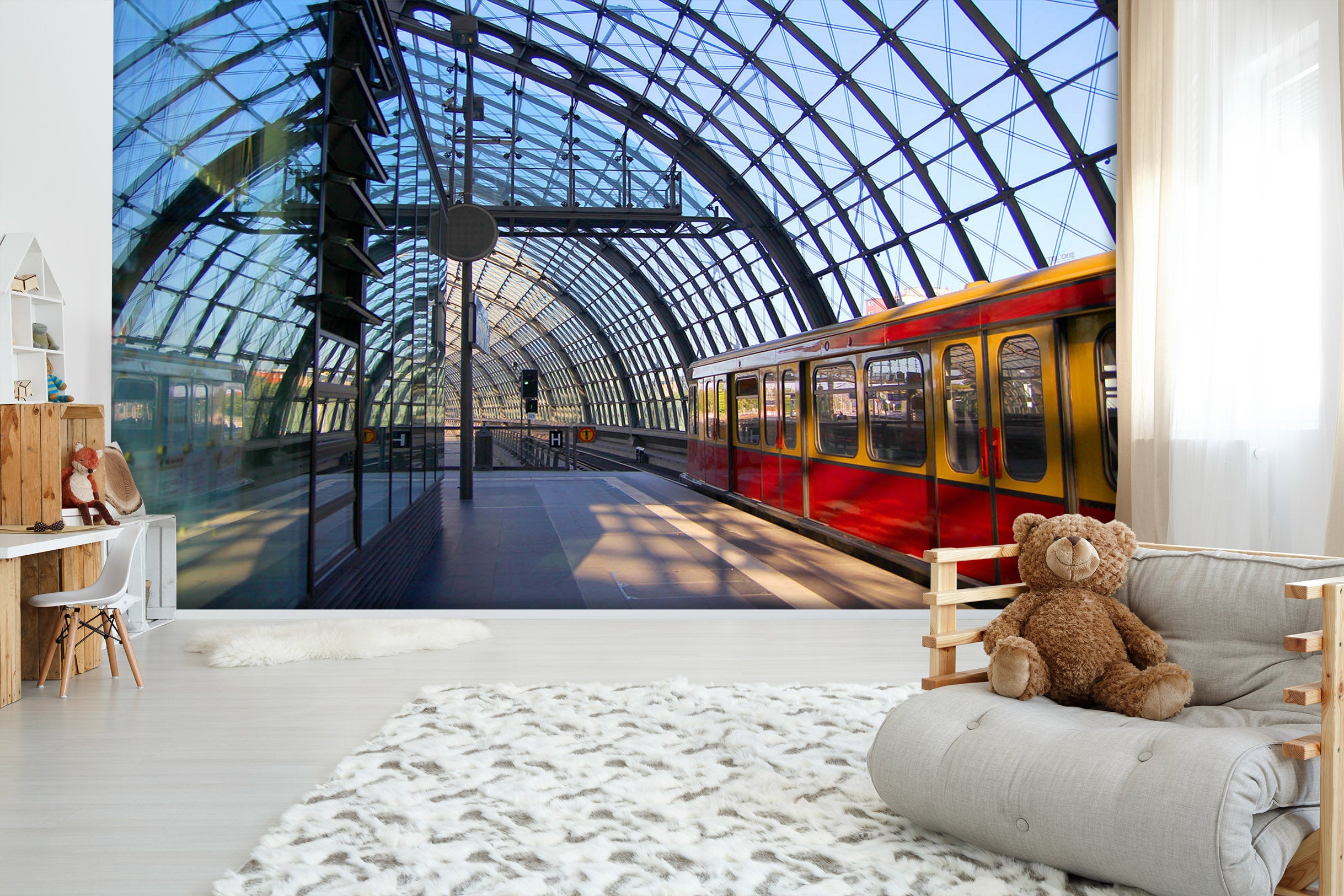 3D Train Station 027 Vehicle Wall Murals