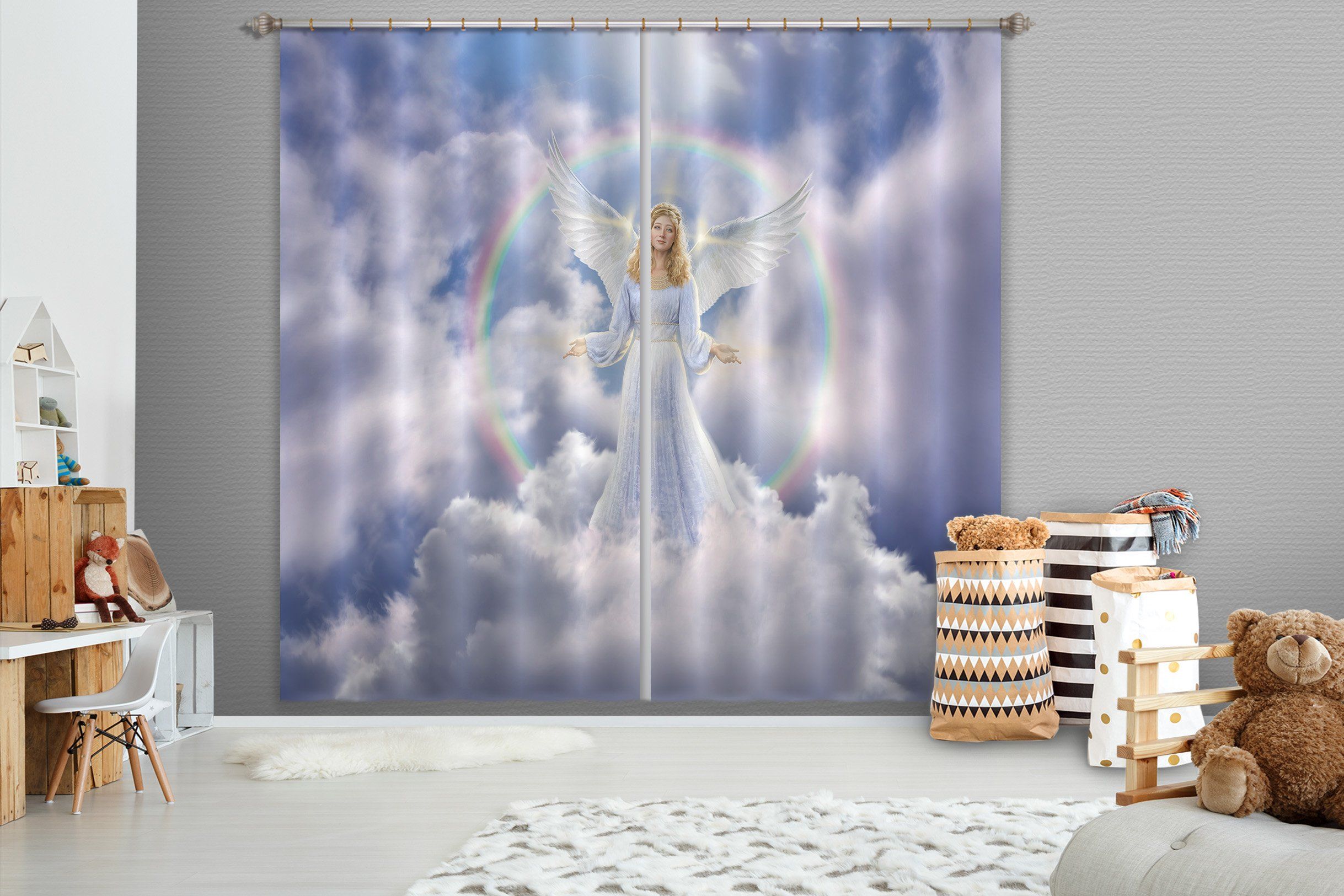 3D Angel Goddess 037 Jerry LoFaro Curtain Curtains Drapes Curtains AJ Creativity Home