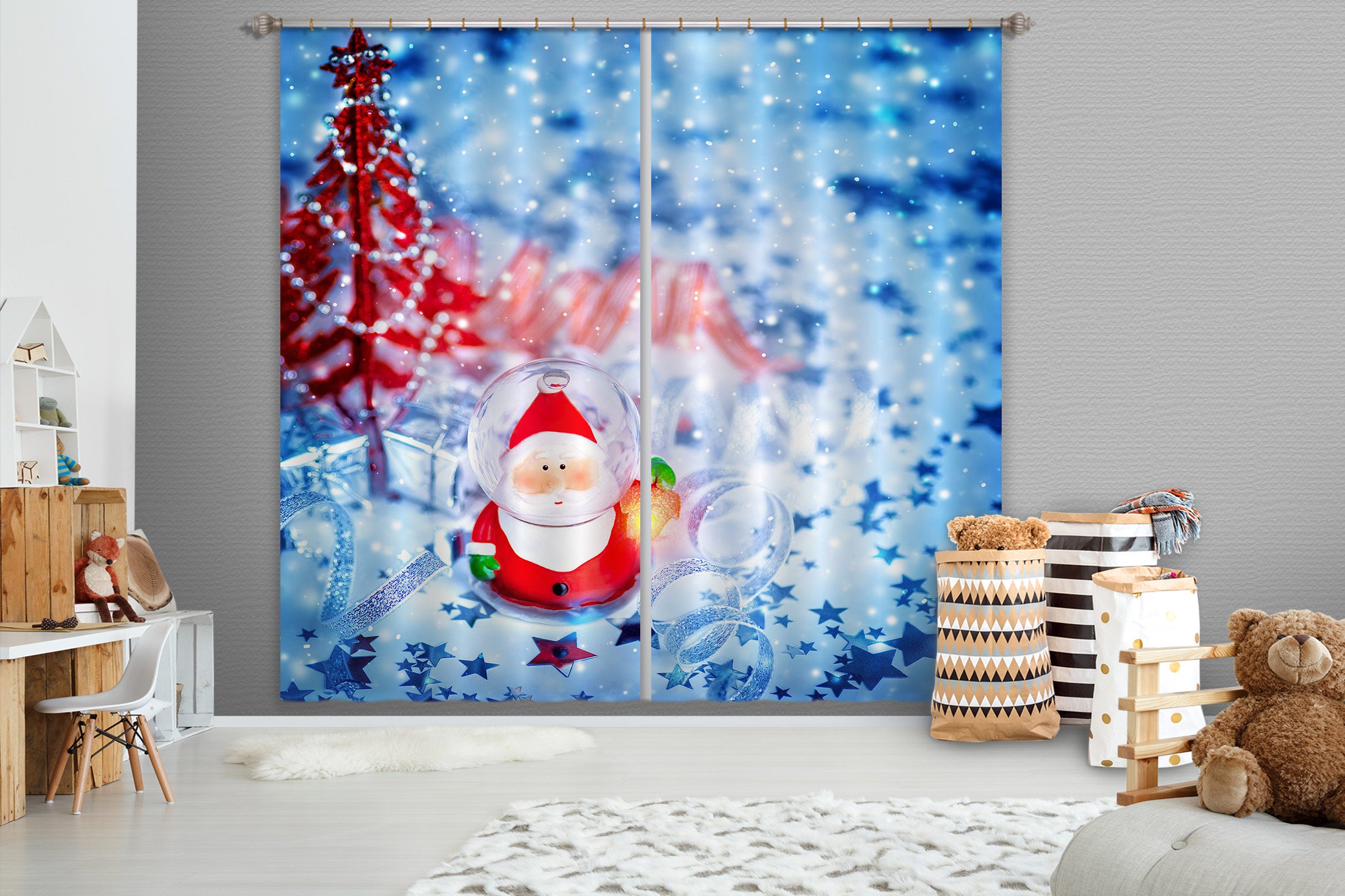 3D Santa Claus Ornaments 52018 Christmas Curtains Drapes Xmas