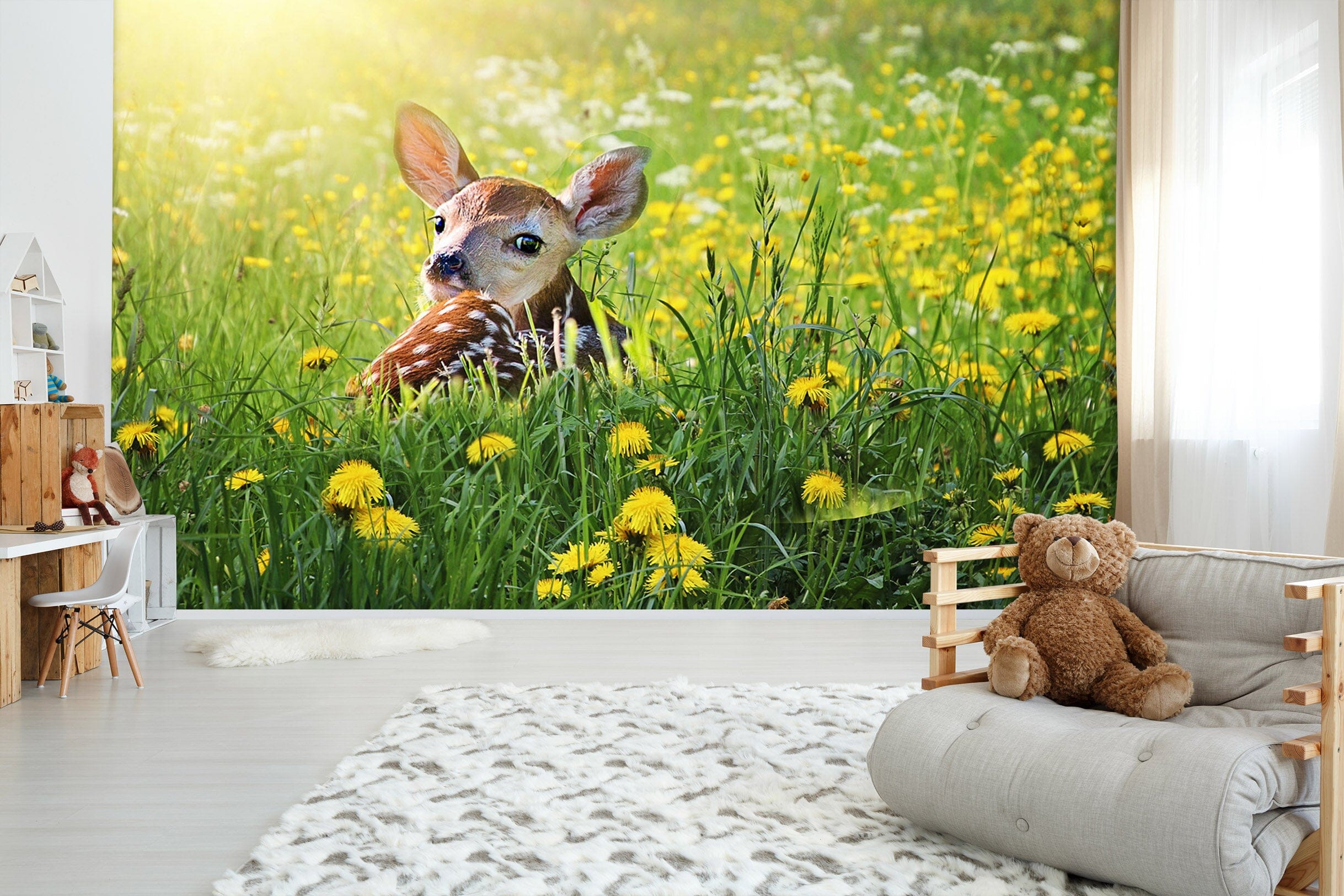 3D Daisy Deer 151 Wall Murals Wallpaper AJ Wallpaper 2