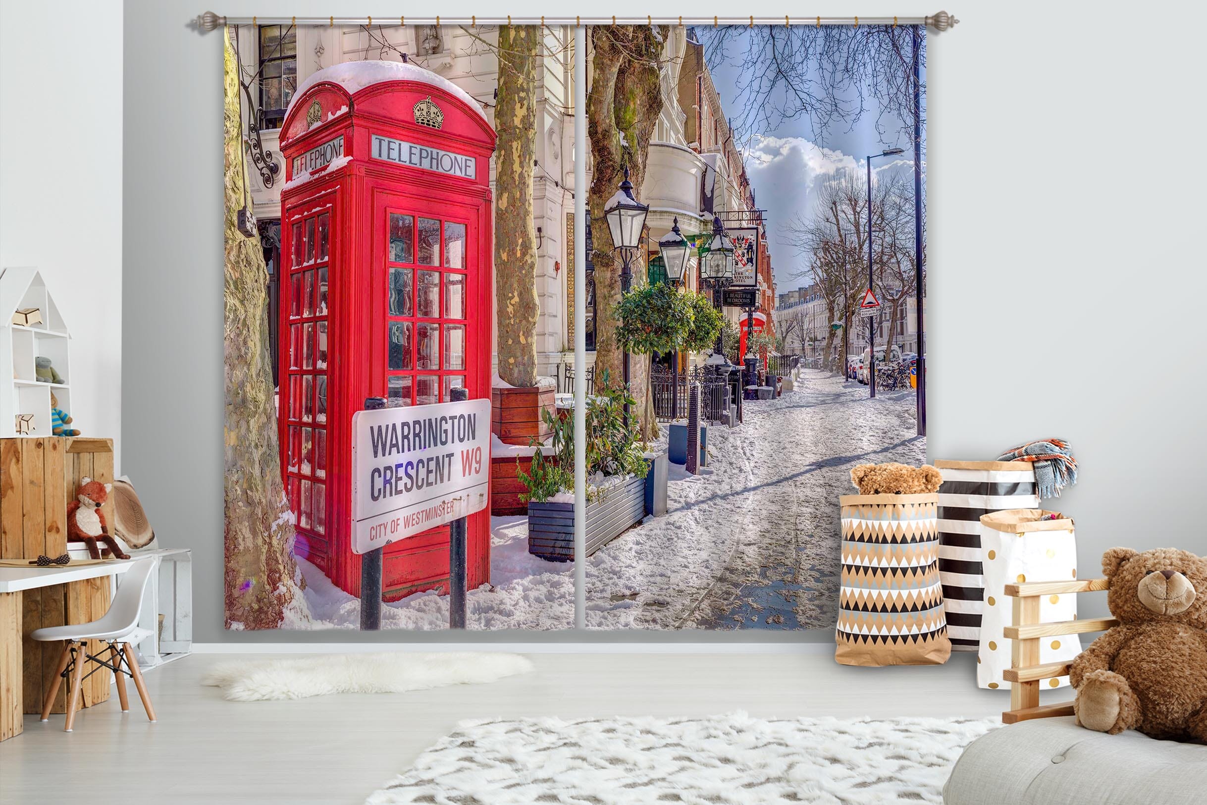 3D Red Telephone Hall 021 Assaf Frank Curtain Curtains Drapes Curtains AJ Creativity Home