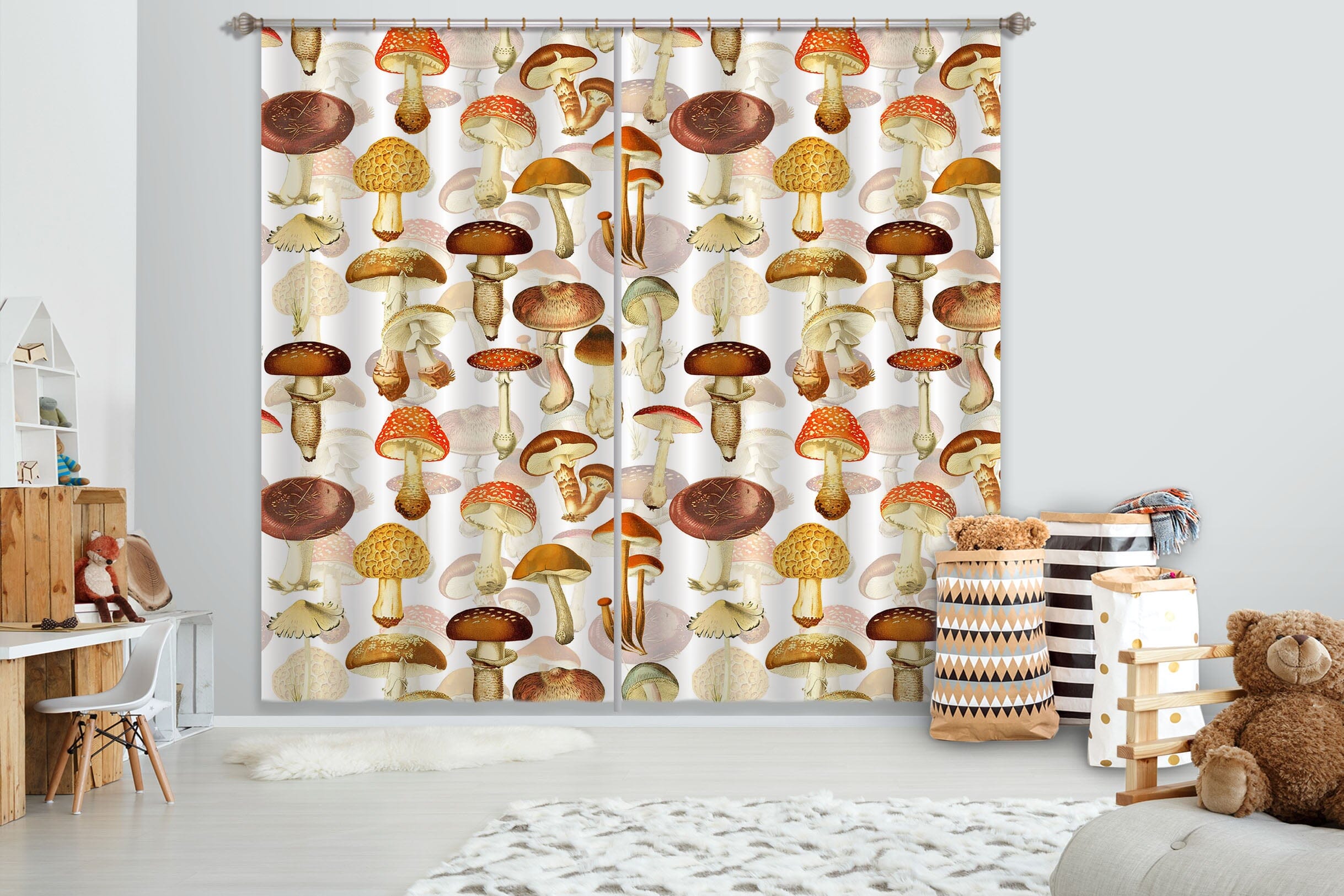 3D Red Mushroom 257 Uta Naumann Curtain Curtains Drapes Curtains AJ Creativity Home
