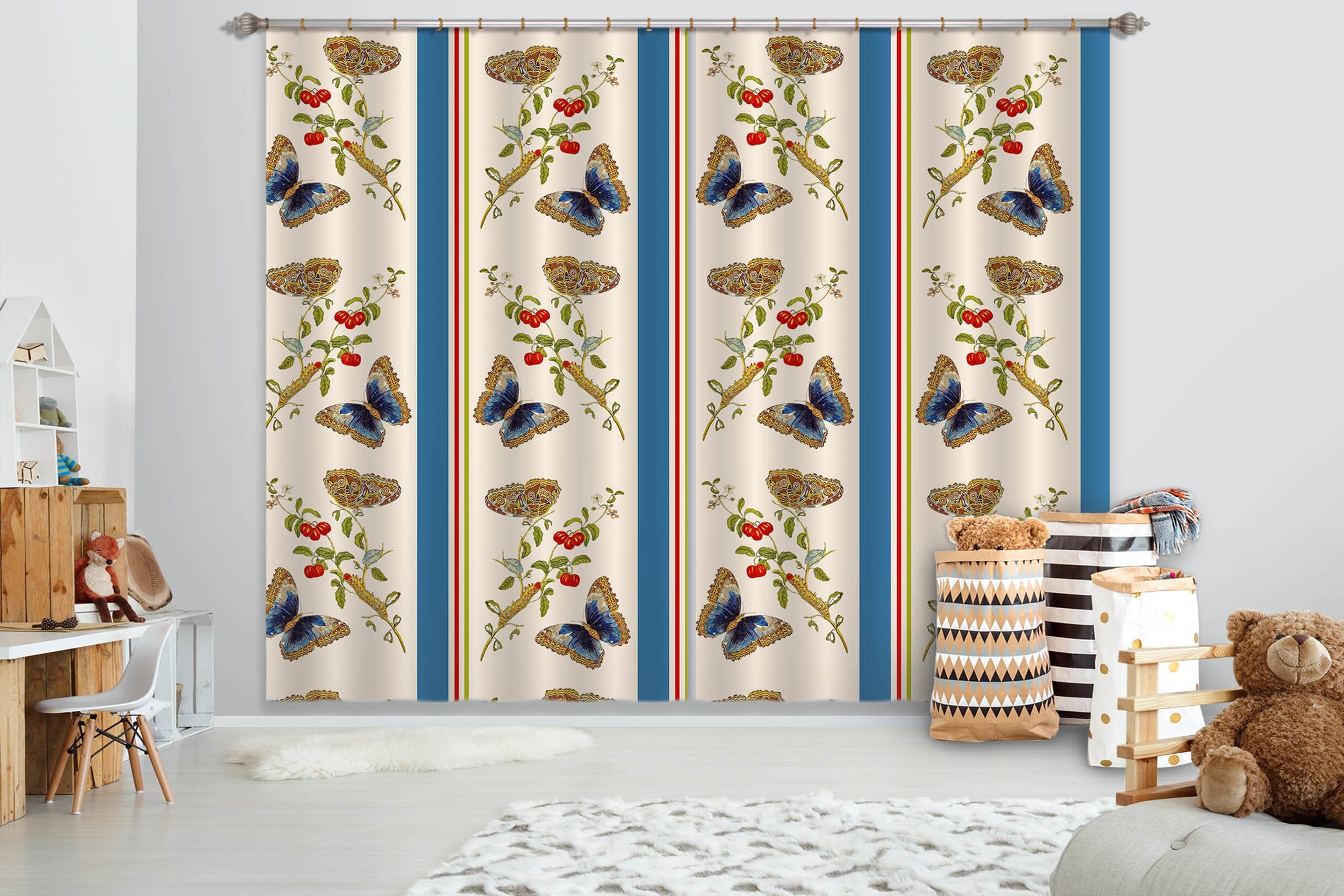 3D Butterfly Flying 174 Uta Naumann Curtain Curtains Drapes Curtains AJ Creativity Home