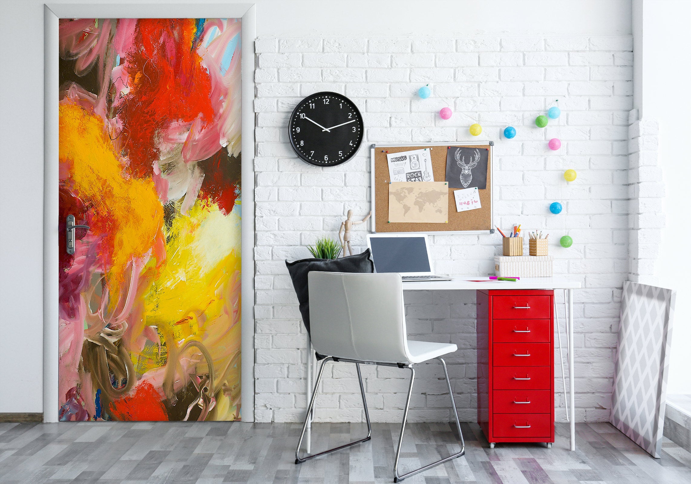 3D Yellow Red Pattern 10111 Allan P. Friedlander Door Mural