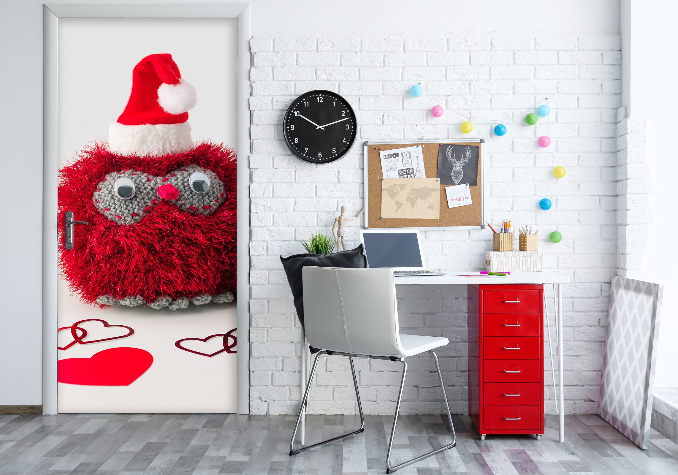 3D Red Plush Doll 10726 Assaf Frank Door Mural