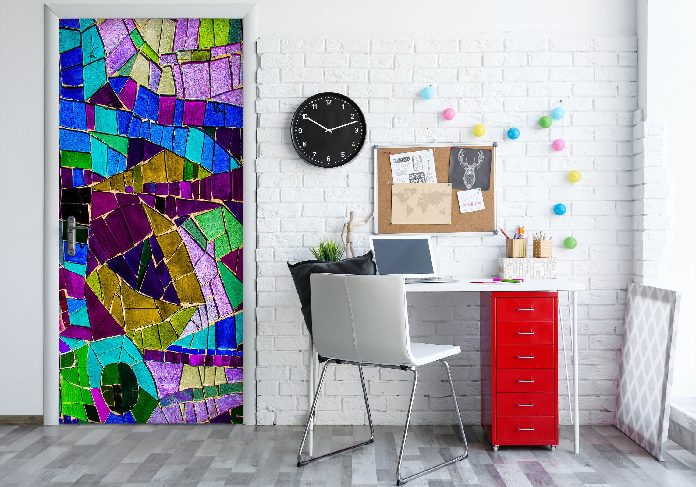 3D Multicolored Blocks 25147 Door Mural