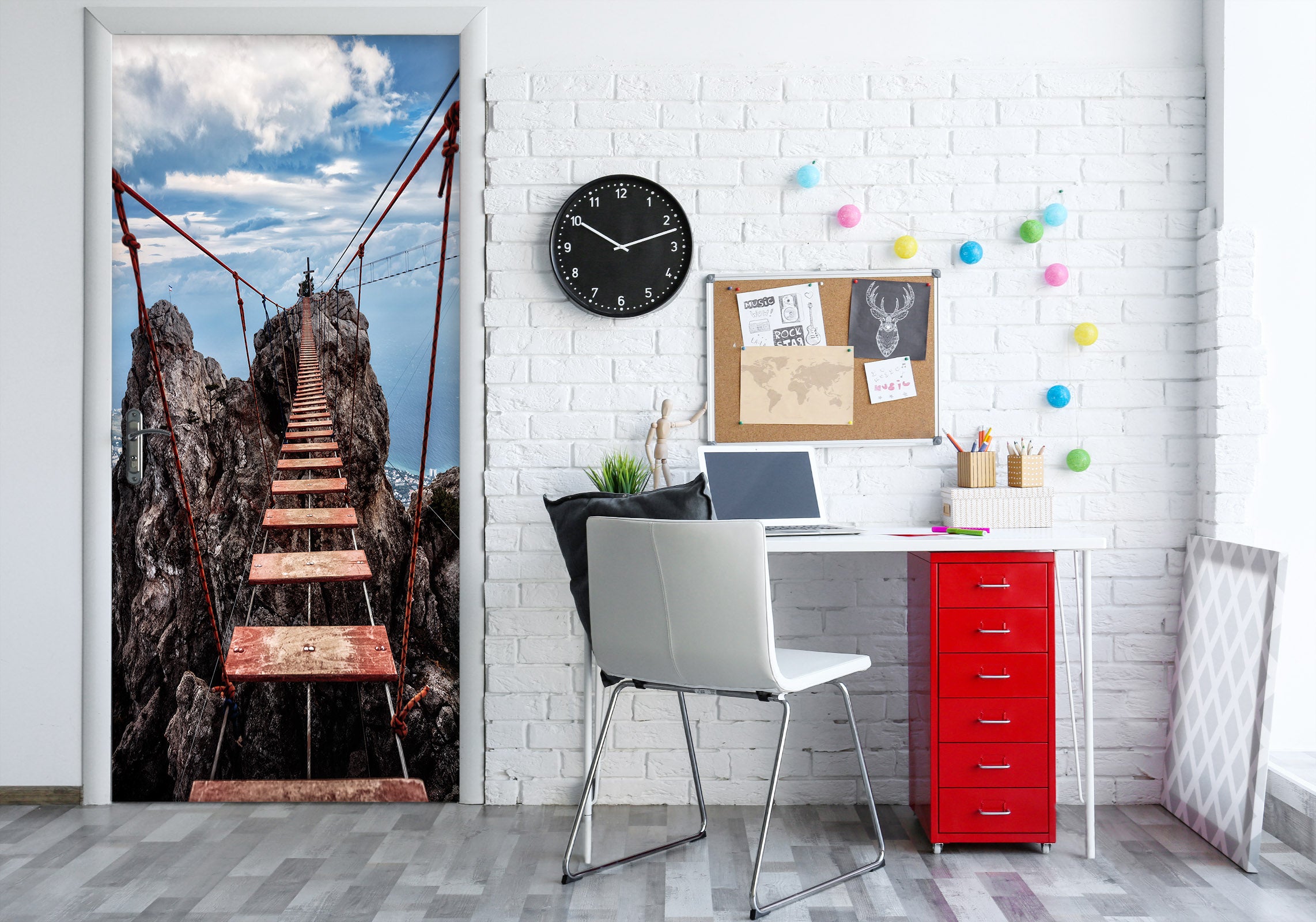 3D Suspension Bridge 22093 Door Mural