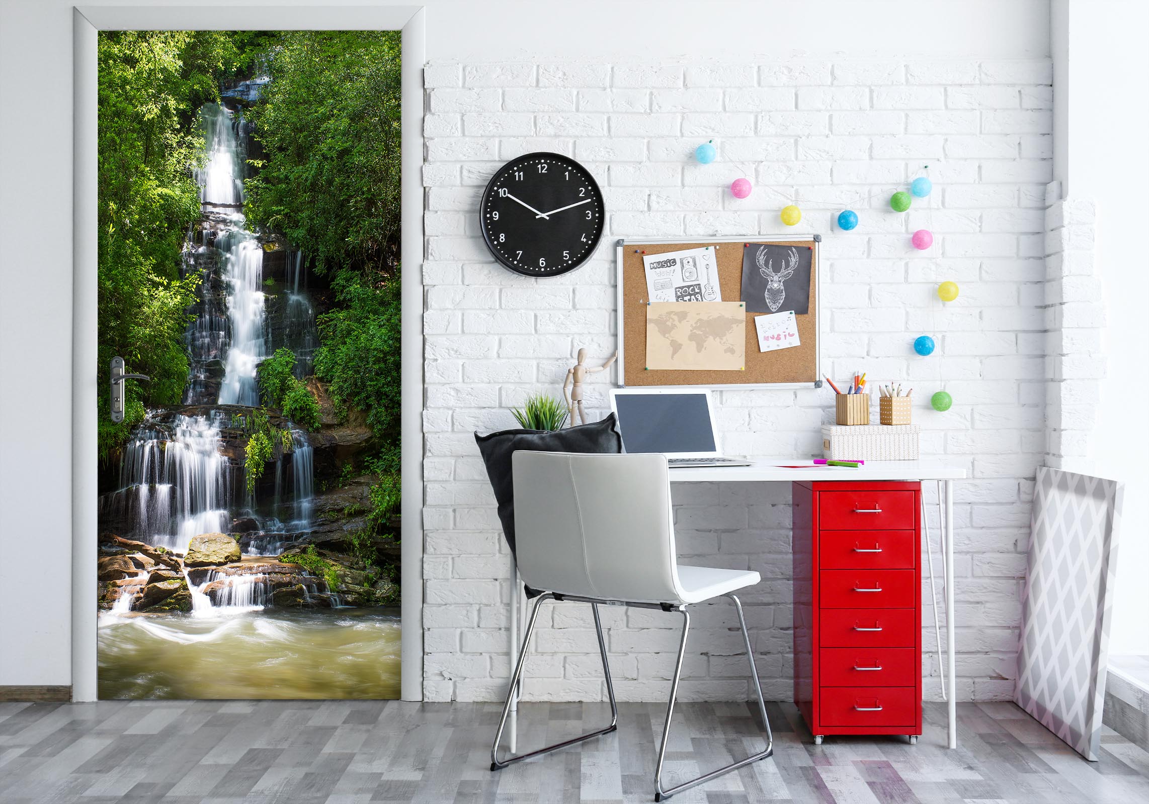 3D Mountain Stream 25107 Door Mural