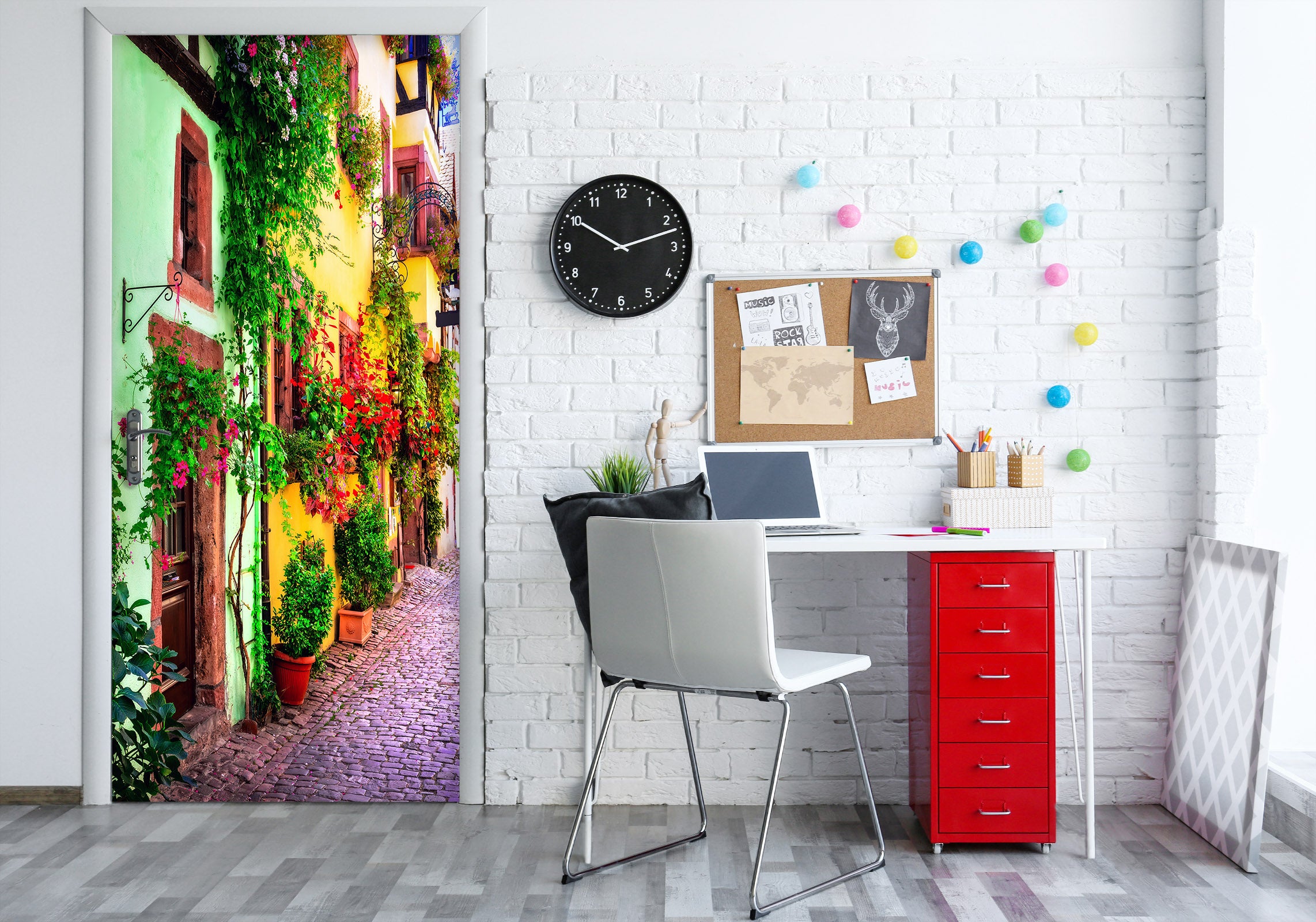 3D Flower House 22120 Door Mural