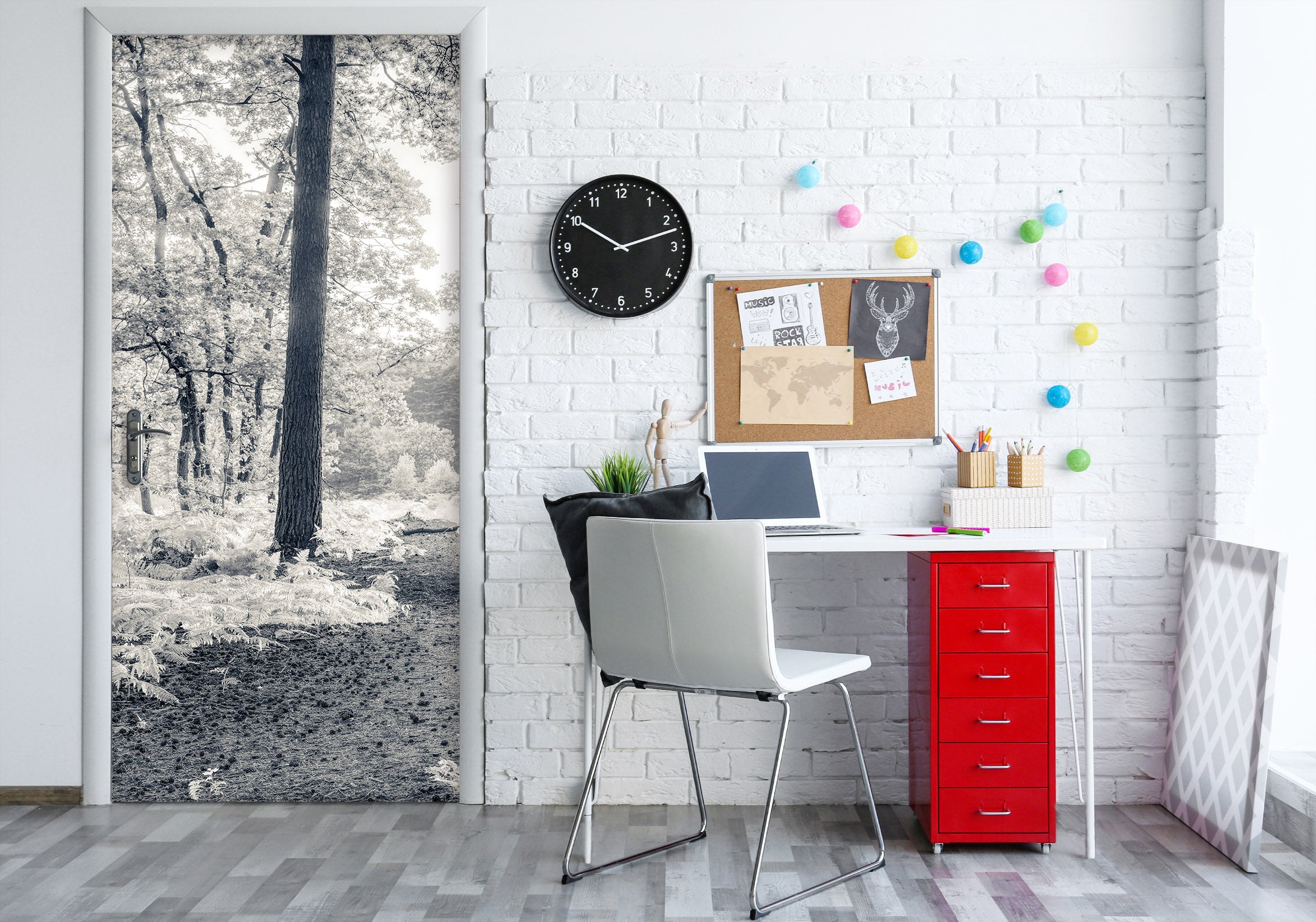 3D White Leaf 5183 Assaf Frank Door Mural