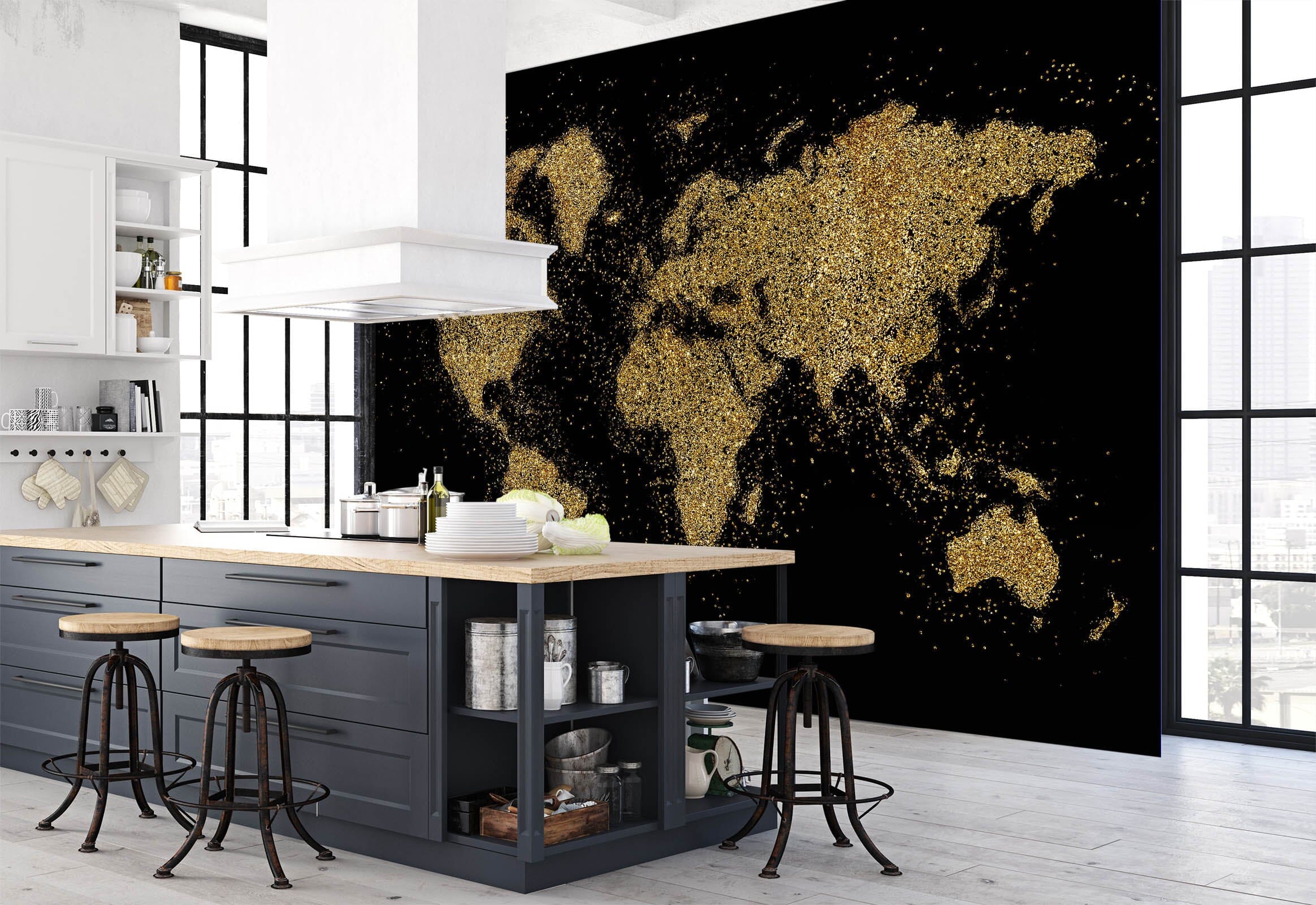 3D Gold Pattern 2122 World Map Wall Murals Wallpaper AJ Wallpaper 2