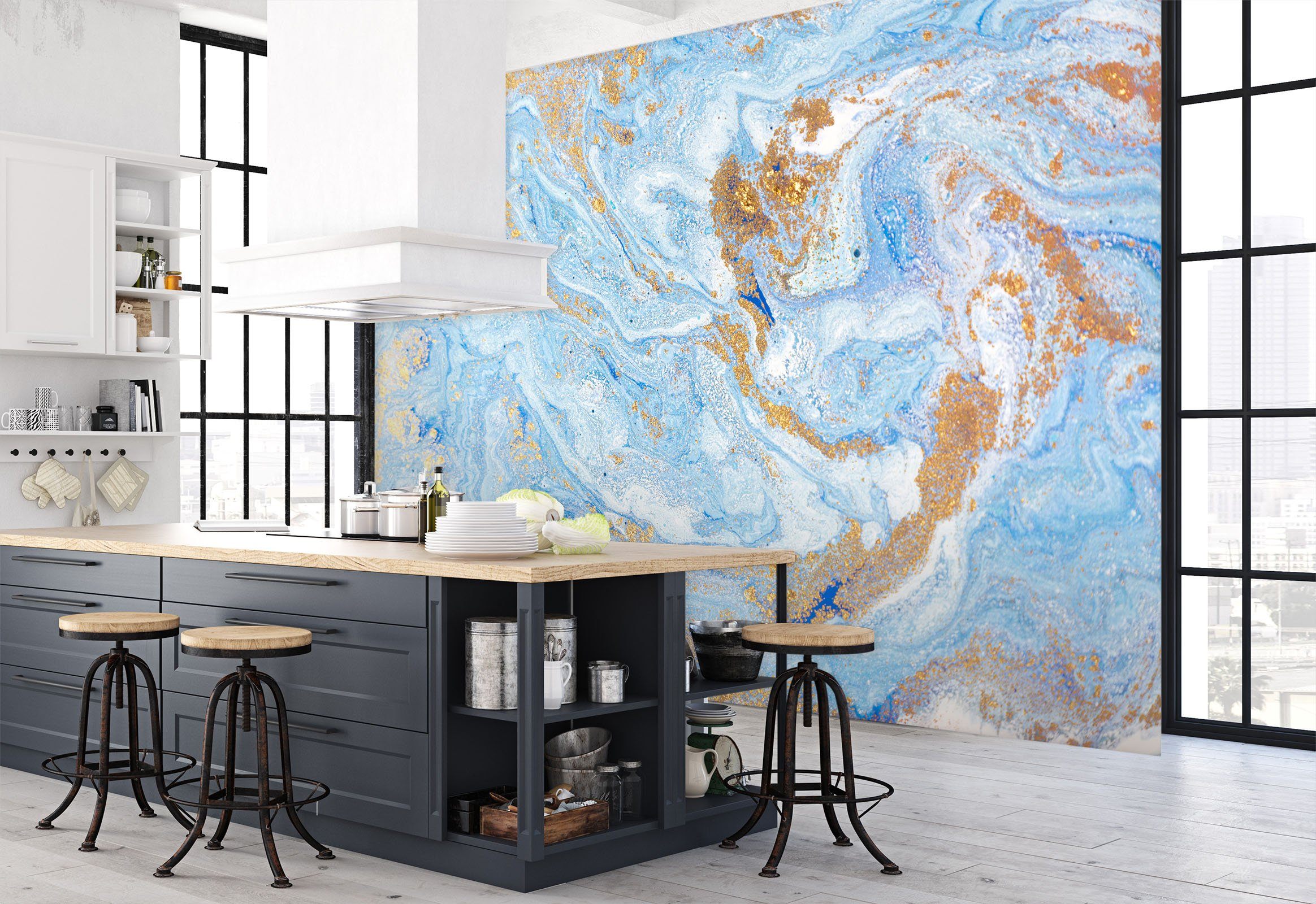 3D Blue Abstract Graphic 34 Wall Murals Wallpaper AJ Wallpaper 2