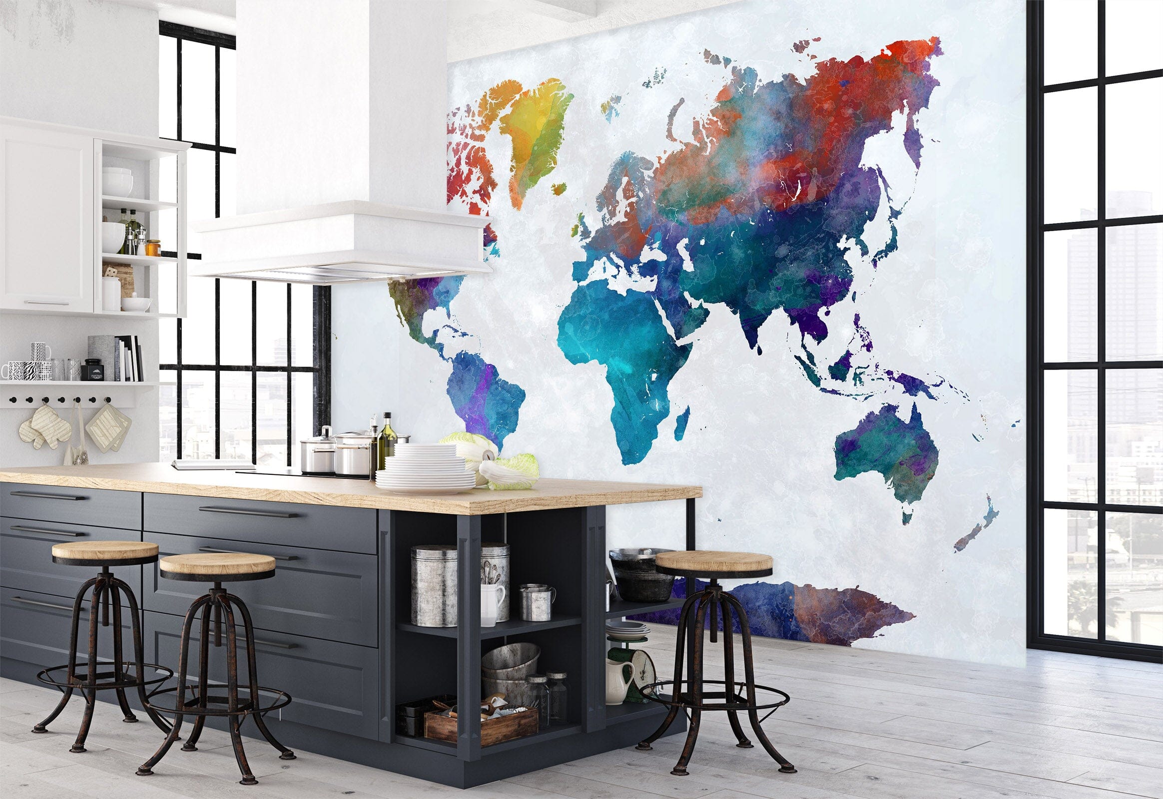 3D Abstract Art 2013 World Map Wall Murals Wallpaper AJ Wallpaper 2