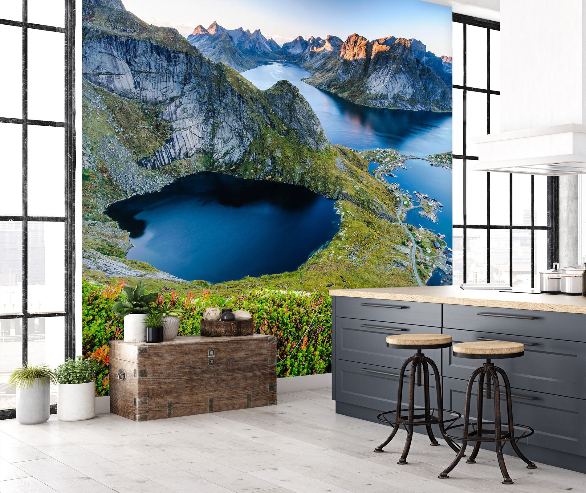 3D Mountain Lake 58196 Wall Murals