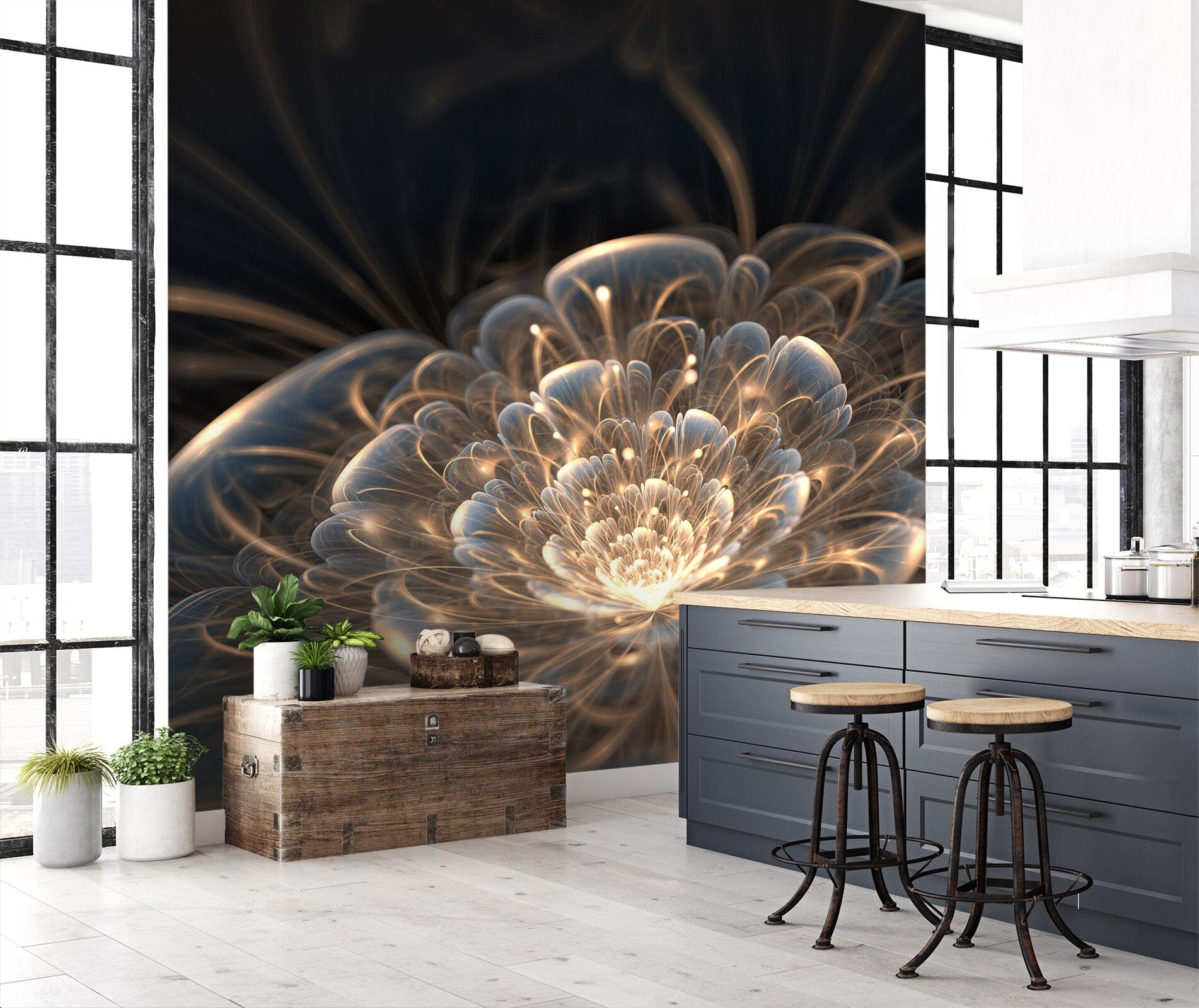 3D Light Lotus 2021 Wall Murals Wallpaper AJ Wallpaper 2