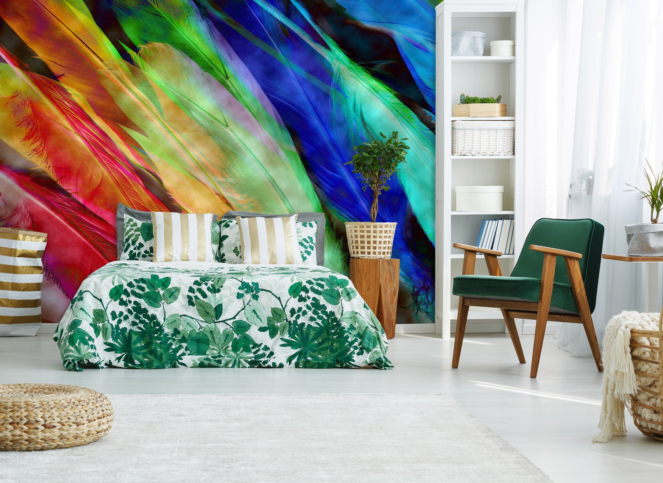 3D Colored Feathers 70105 Shandra Smith Wall Mural Wall Murals