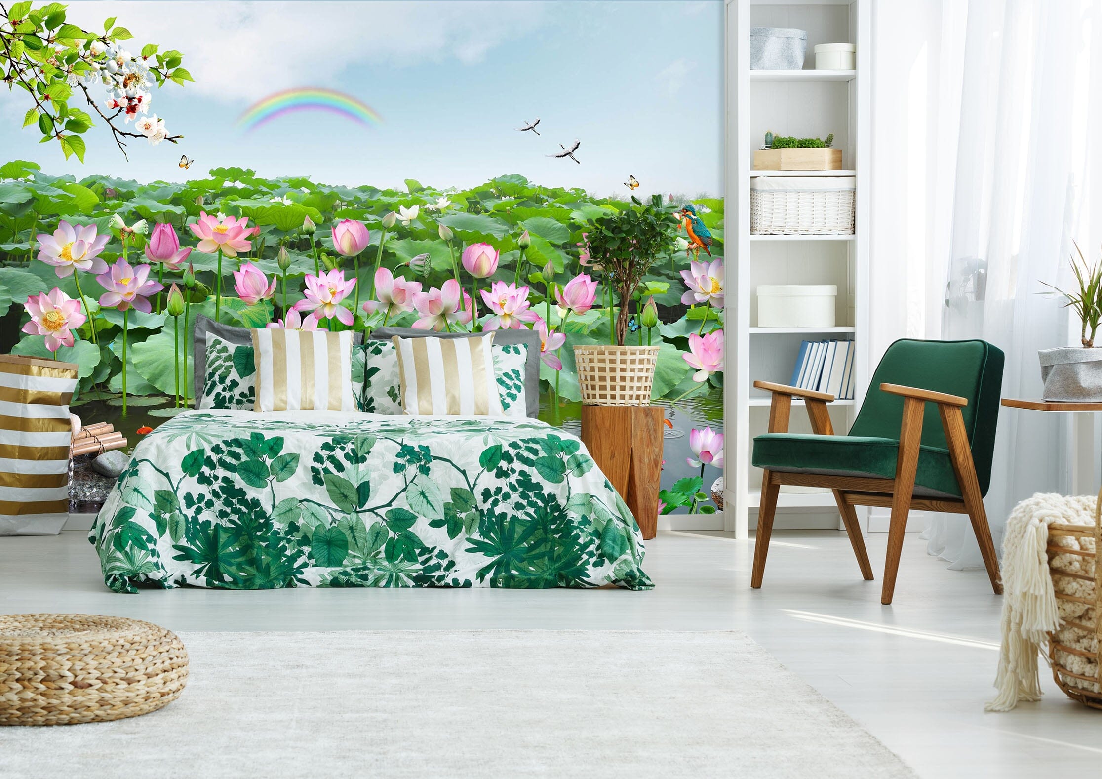 3D Lotus Pond 1589 Wall Murals Wallpaper AJ Wallpaper 2