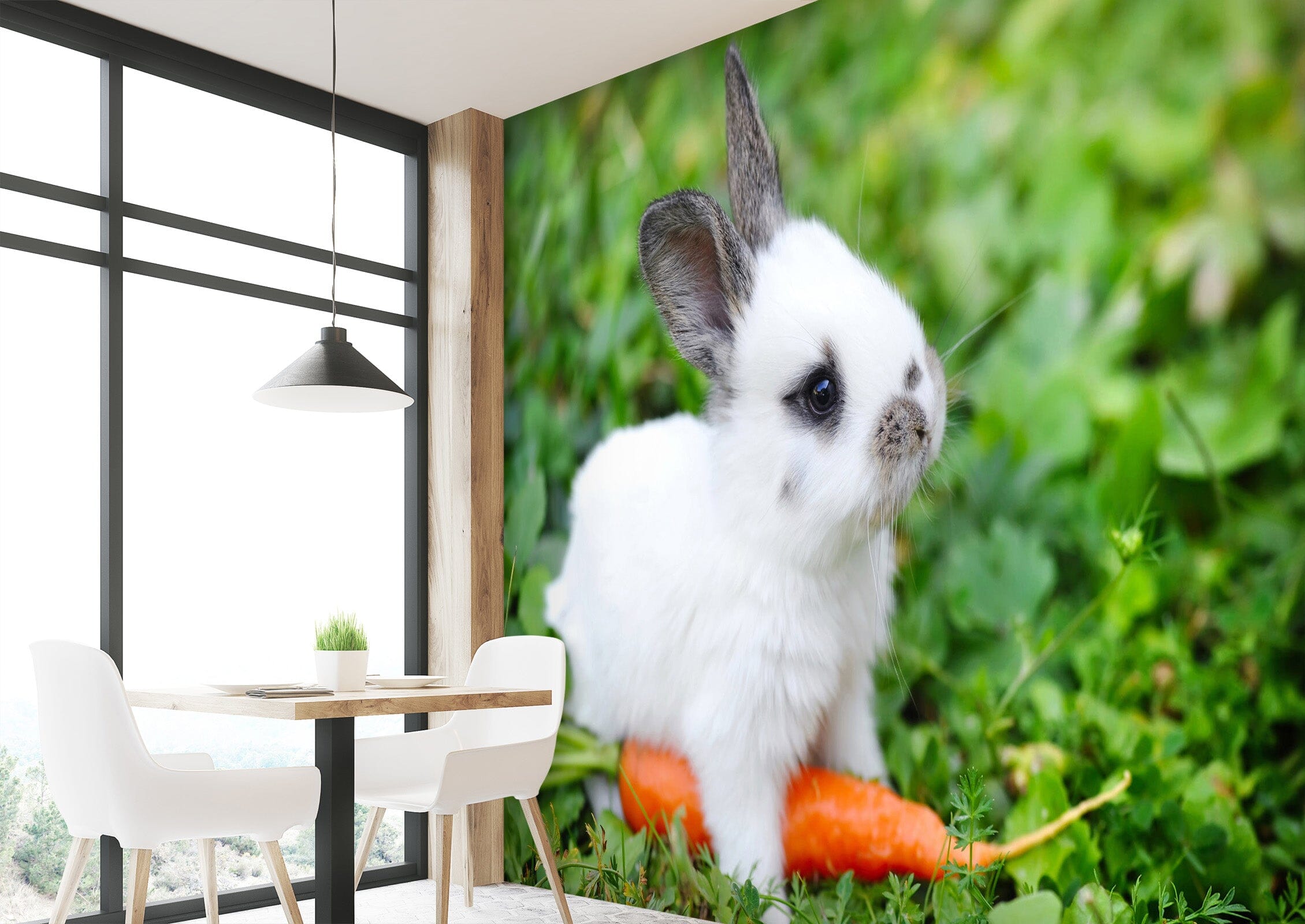 3D Lawn White Rabbit 2018 Wall Murals Wallpaper AJ Wallpaper 2