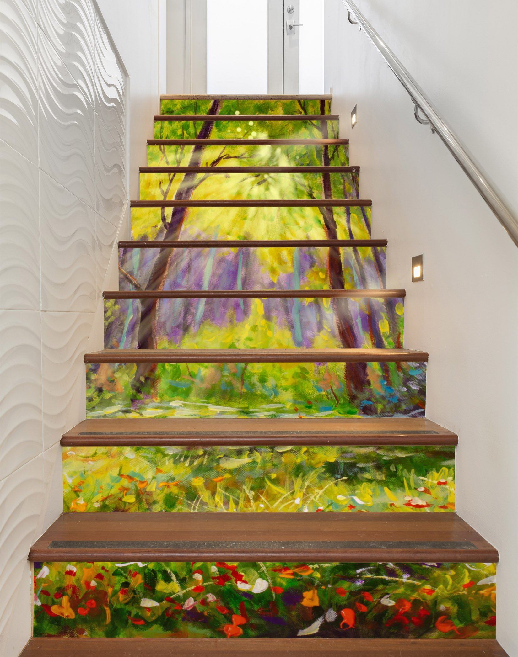 3D Oil Painting Forest 74 Stair Risers Wallpaper AJ Wallpaper