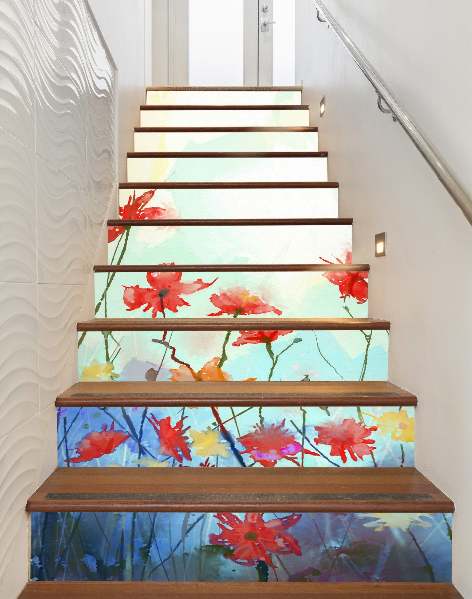 3D Flowers 316 Stair Risers Wallpaper AJ Wallpaper