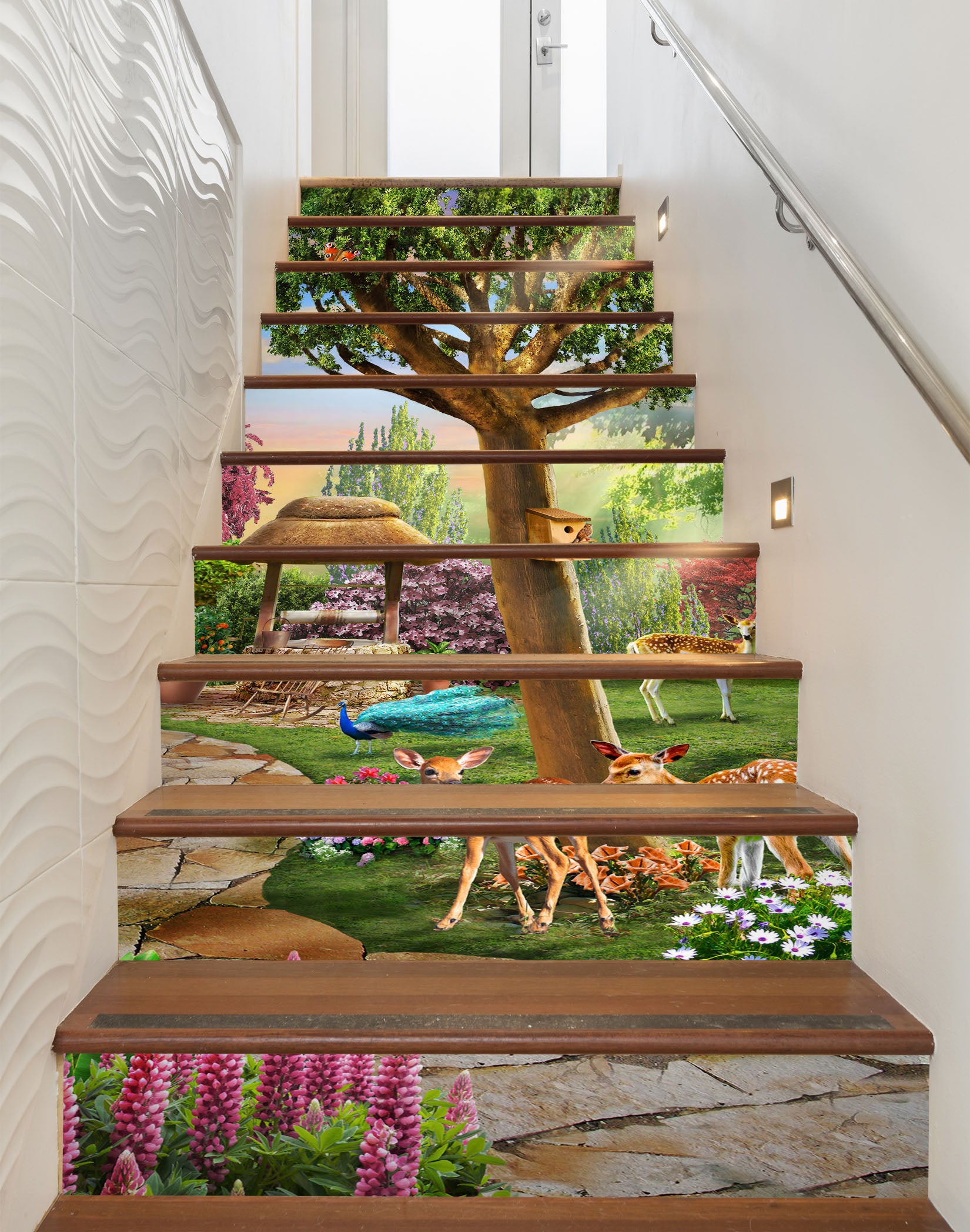 3D Trees Deer Well 96208 Adrian Chesterman Stair Risers