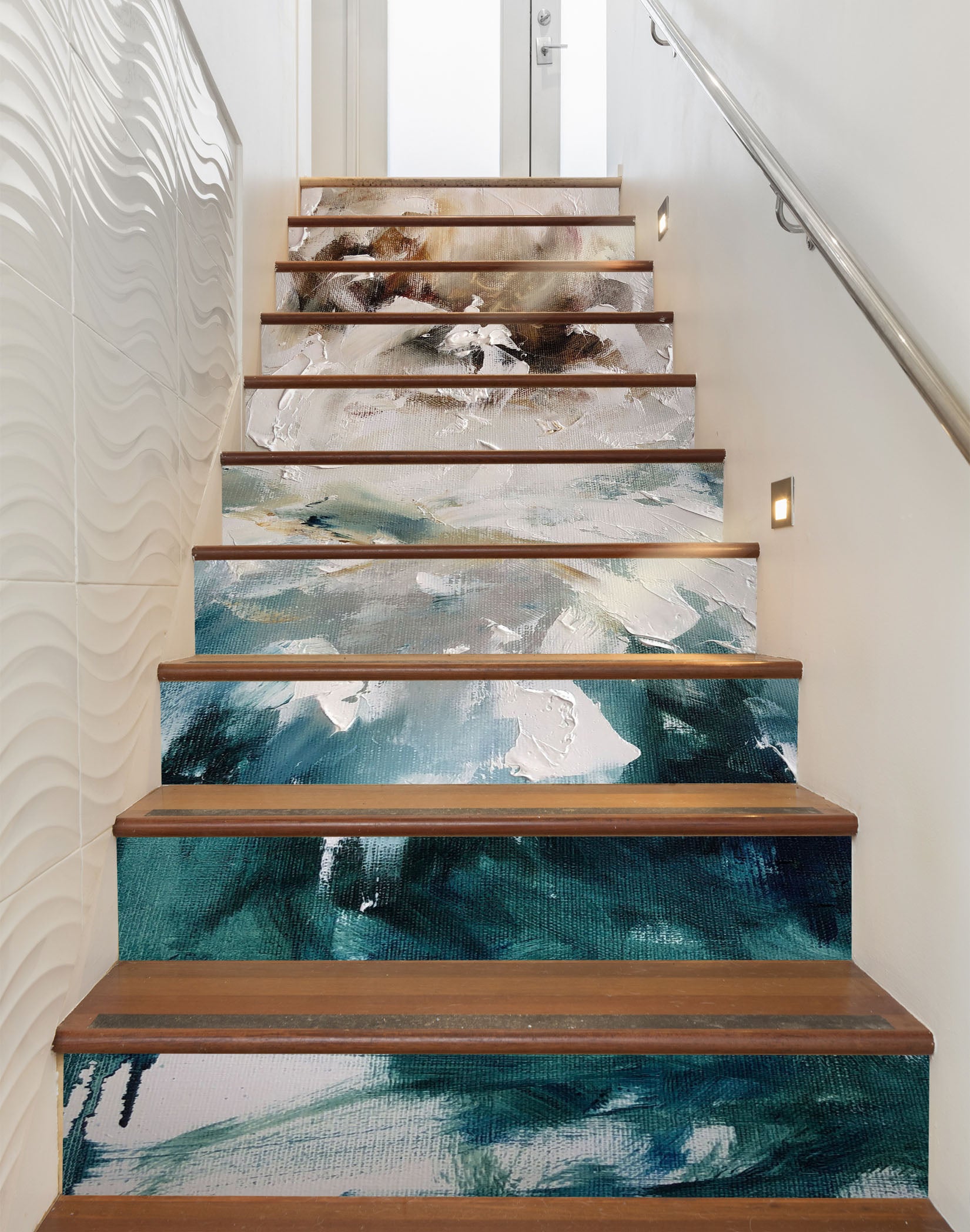 3D White Flower 2204 Skromova Marina Stair Risers