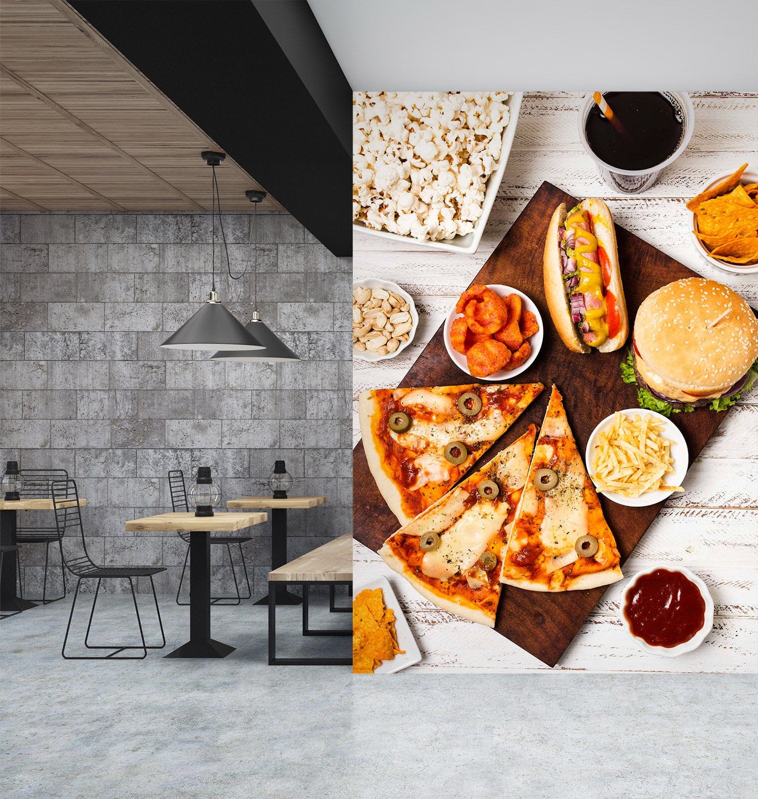 3D Pizza Burger 866 Wall Murals Wallpaper AJ Wallpaper 2