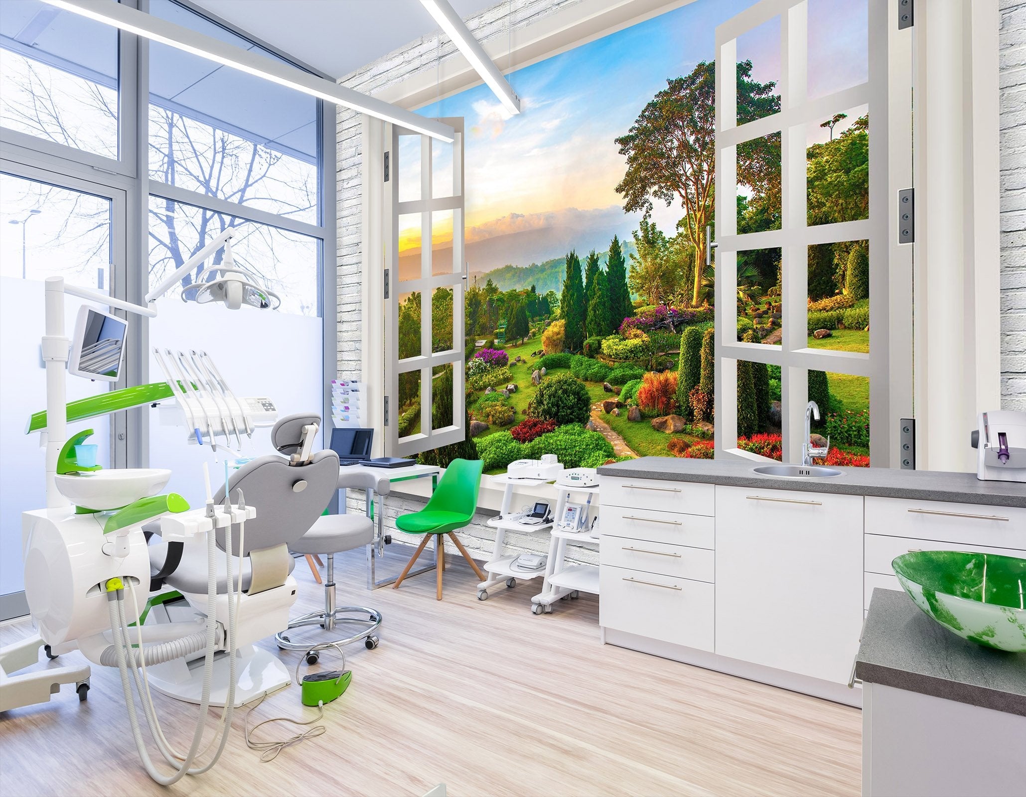 3D window view with trees 05 Wall Murals Wallpaper AJ Wallpaper