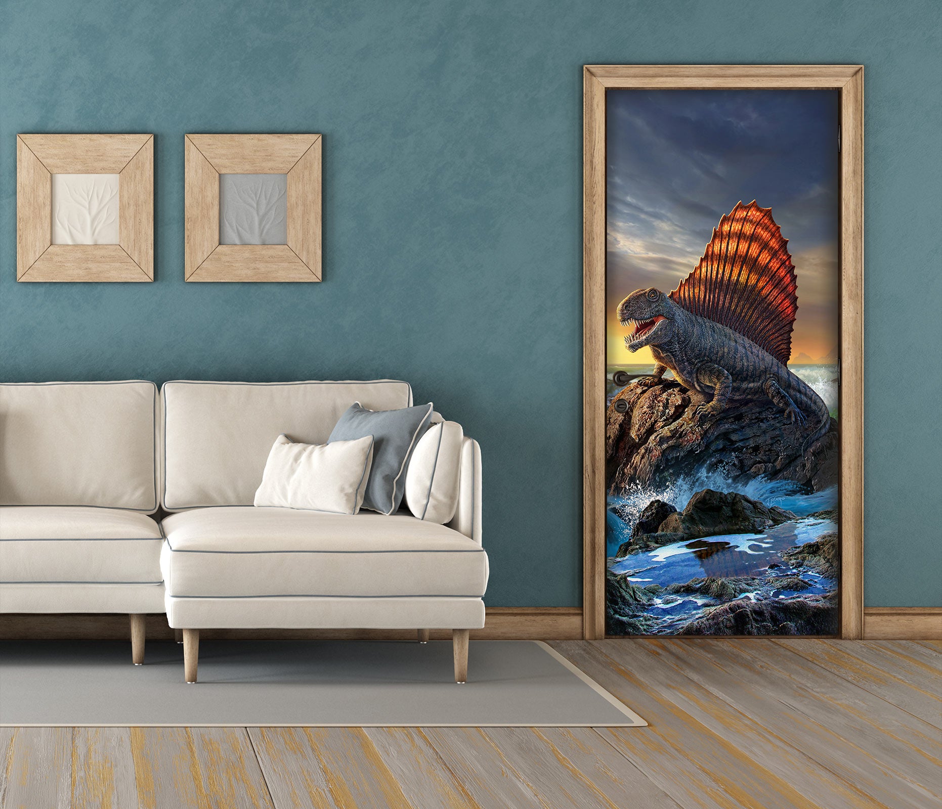 3D Reef Surf Dinosaur 112121 Jerry LoFaro Door Mural