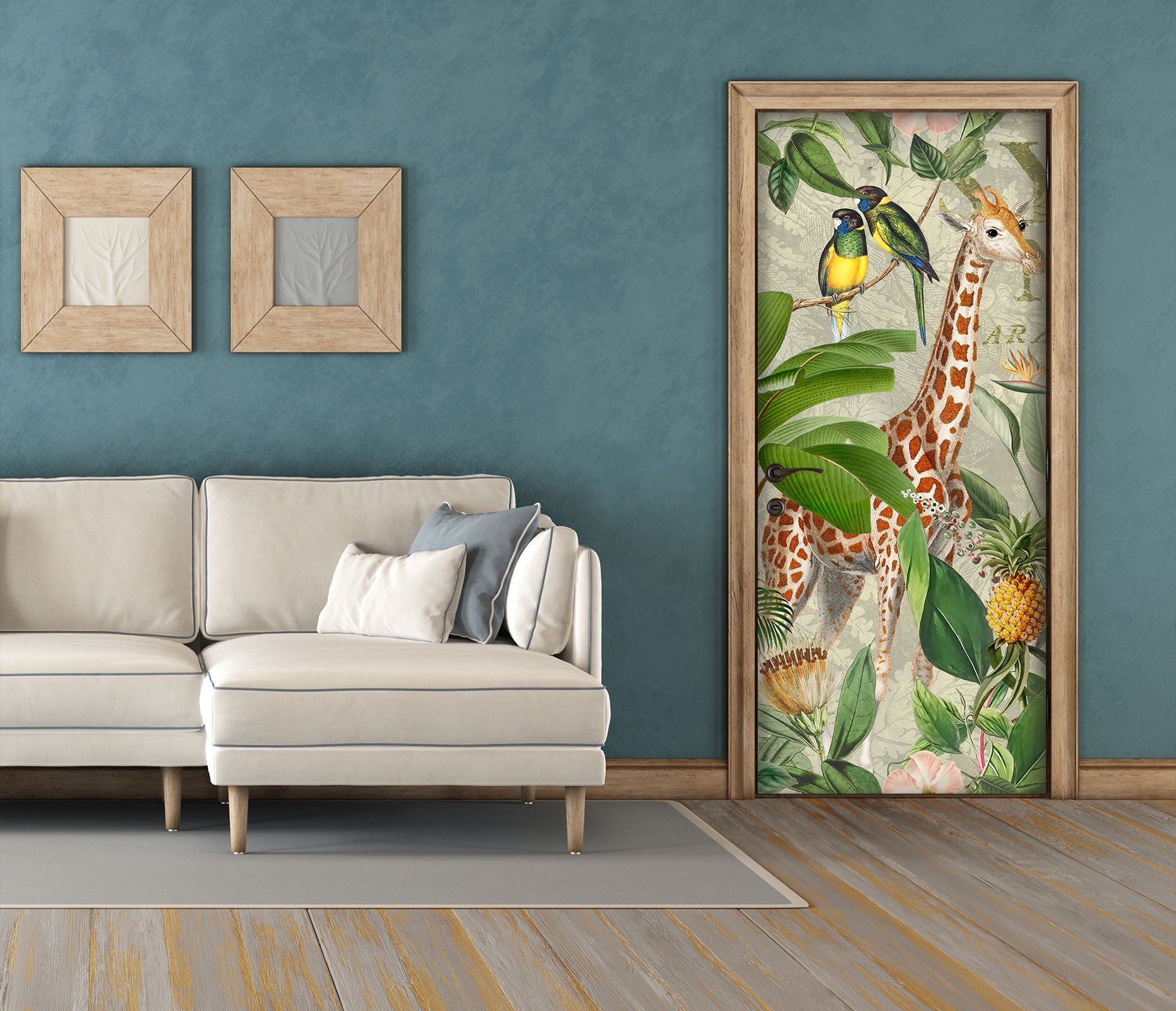 3D Grove Giraffe Bird Pineapple 11940 Andrea Haase Door Mural