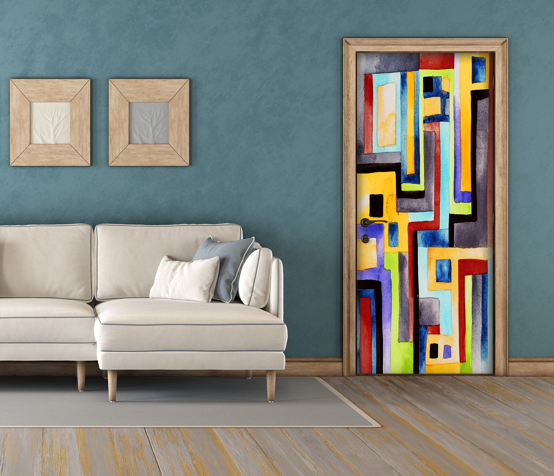 3D Colorful Pattern 21166 Door Mural