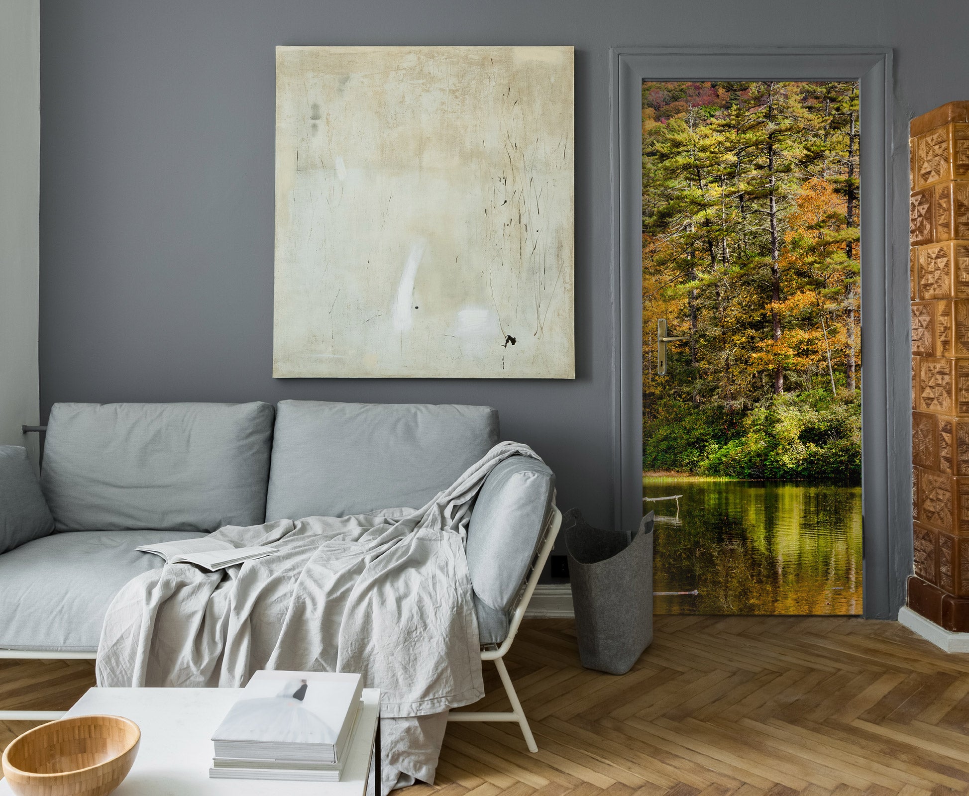 3D Forest Lake 10831 Beth Sheridan Door Mural