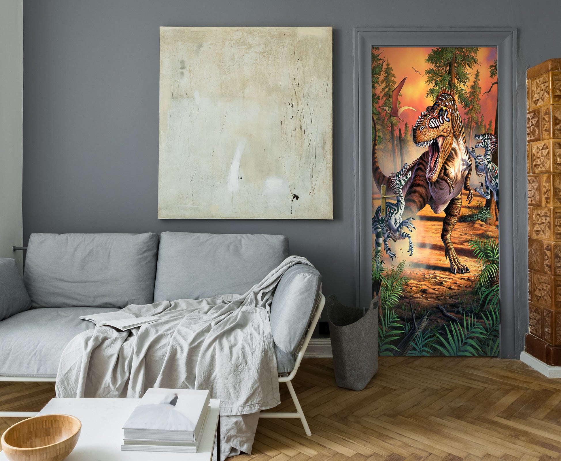 3D Forest Dinosaur 112122 Jerry LoFaro Door Mural