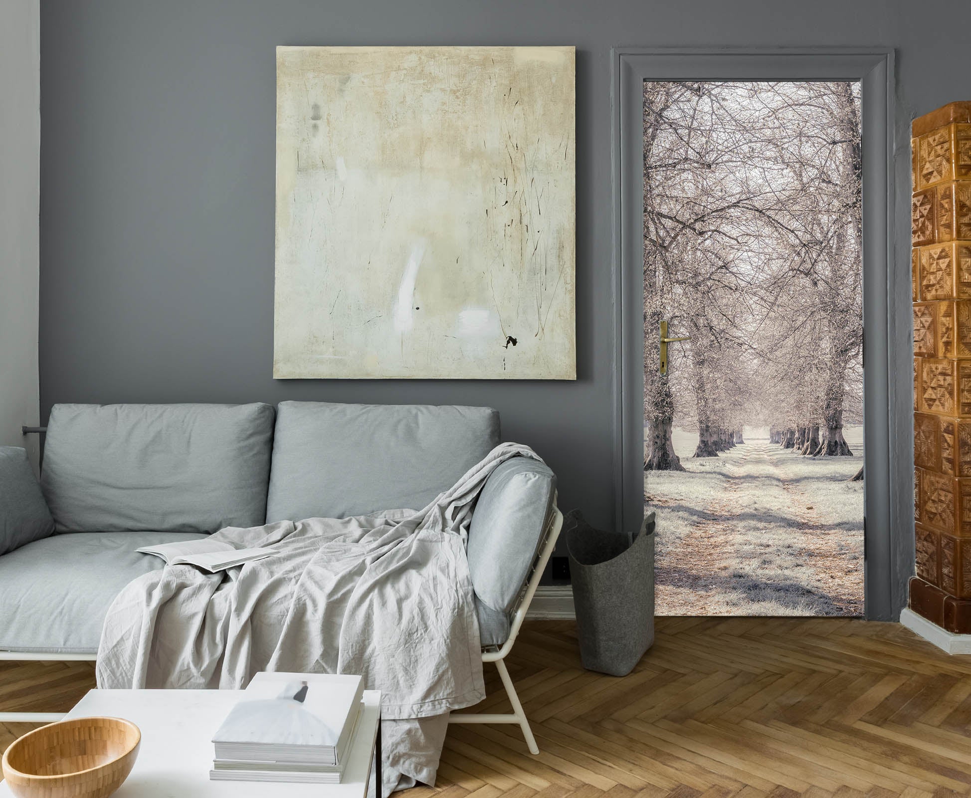 3D Winter Branches 5163 Assaf Frank Door Mural