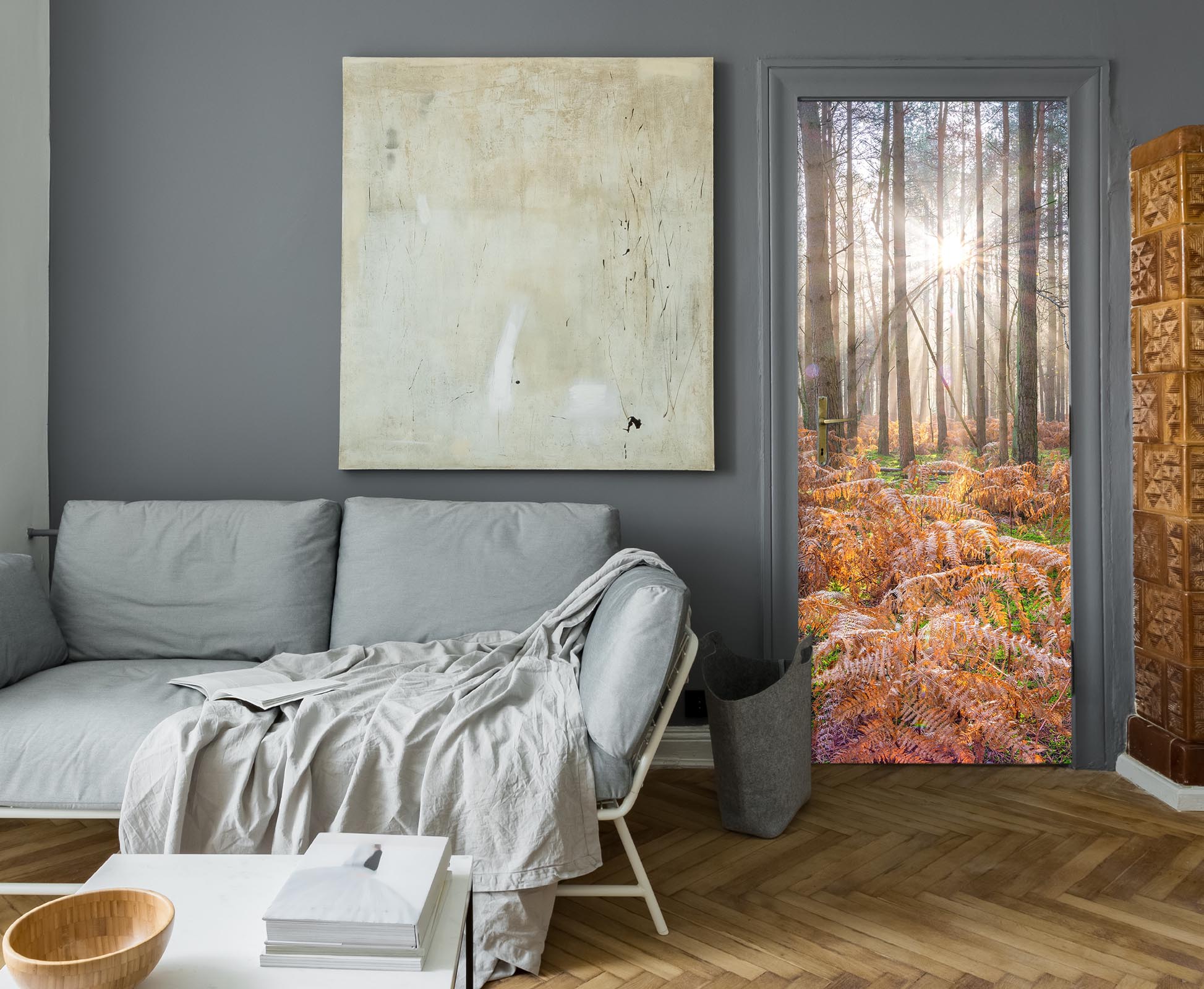 3D Sunshine Leaves 5114 Assaf Frank Door Mural