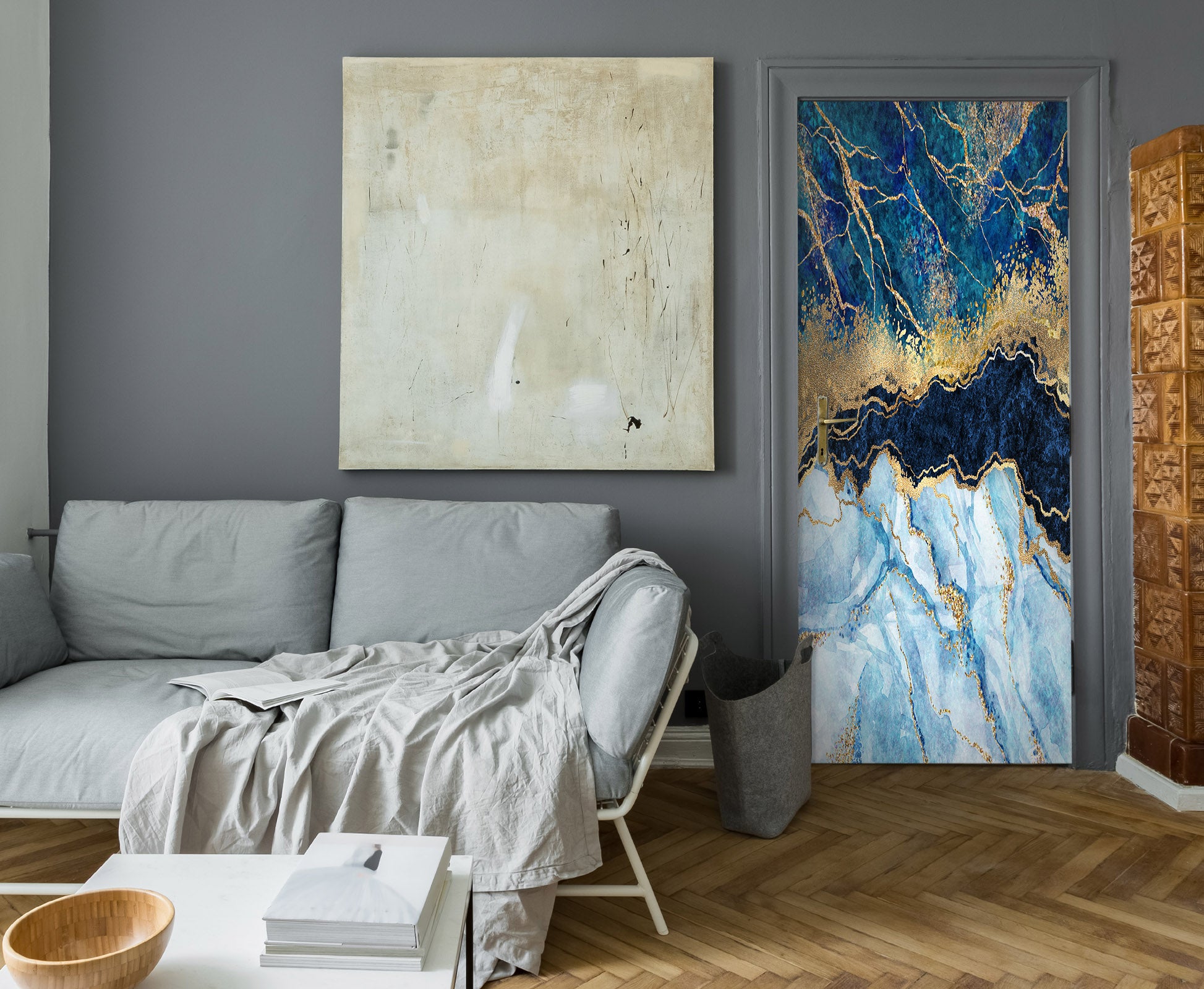 3D Blue Texture 25180 Door Mural