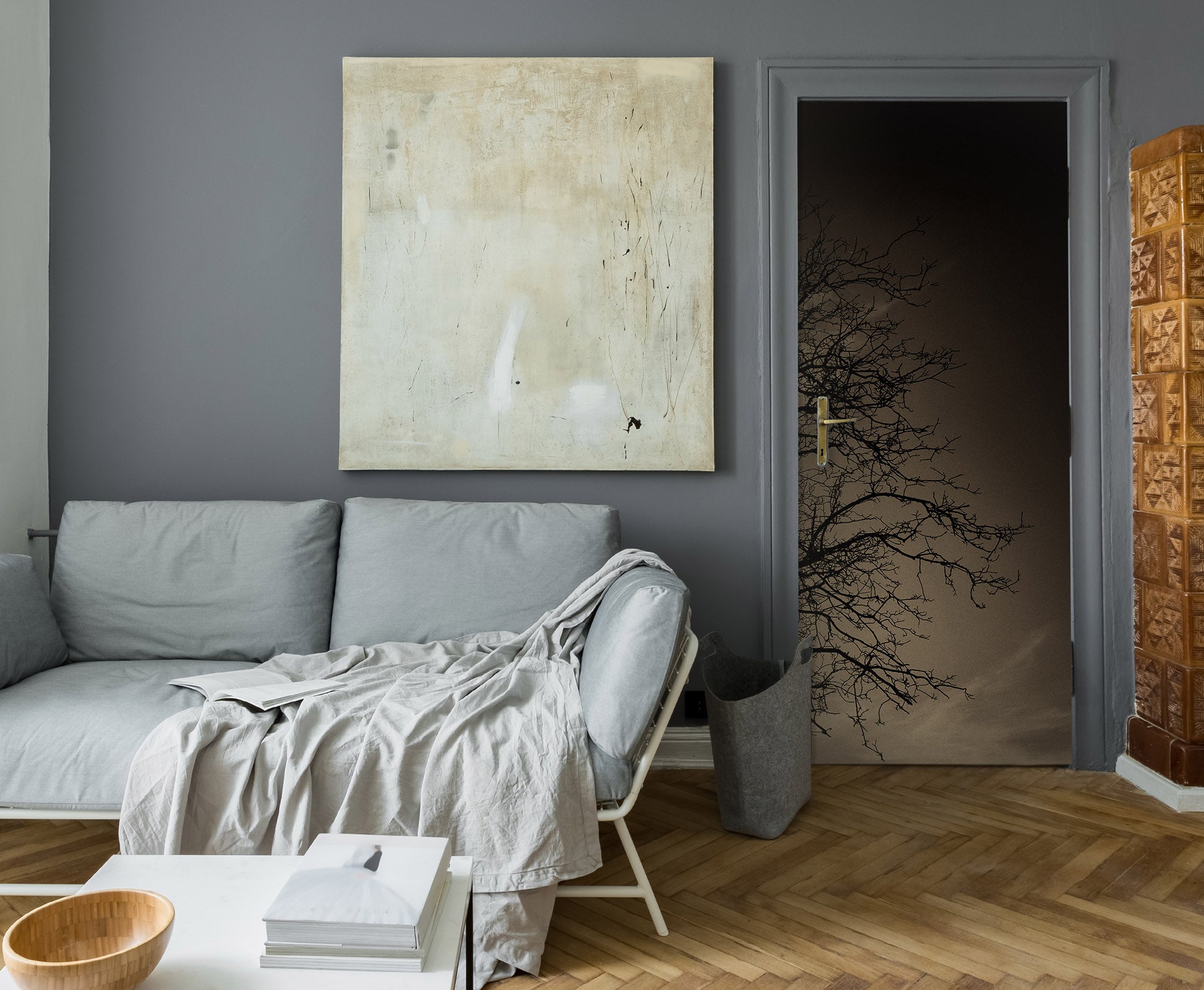 3D Night Trees Shadow 12291 Marco Carmassi Door Mural